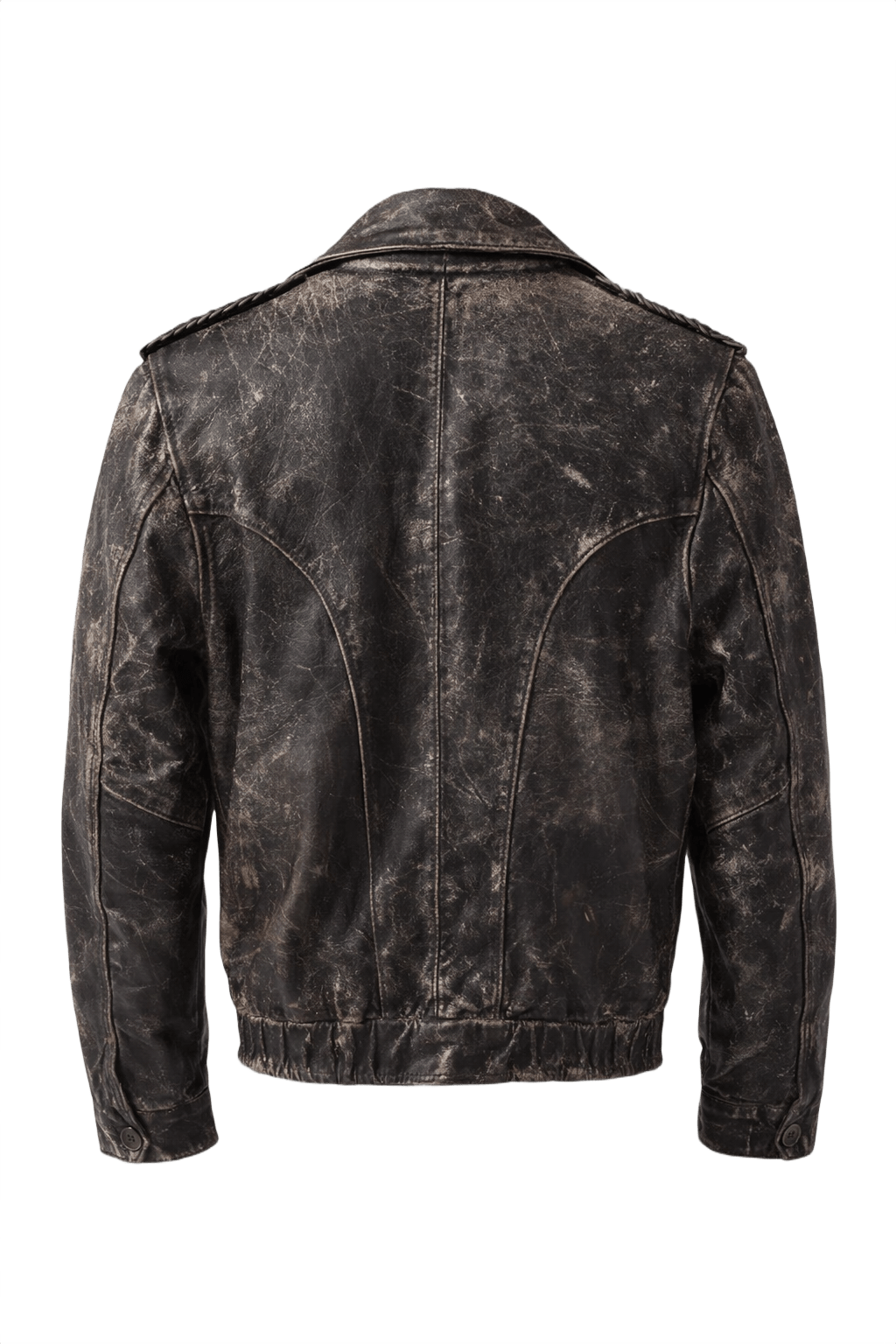 1990s Black Leather Jacket - Back View