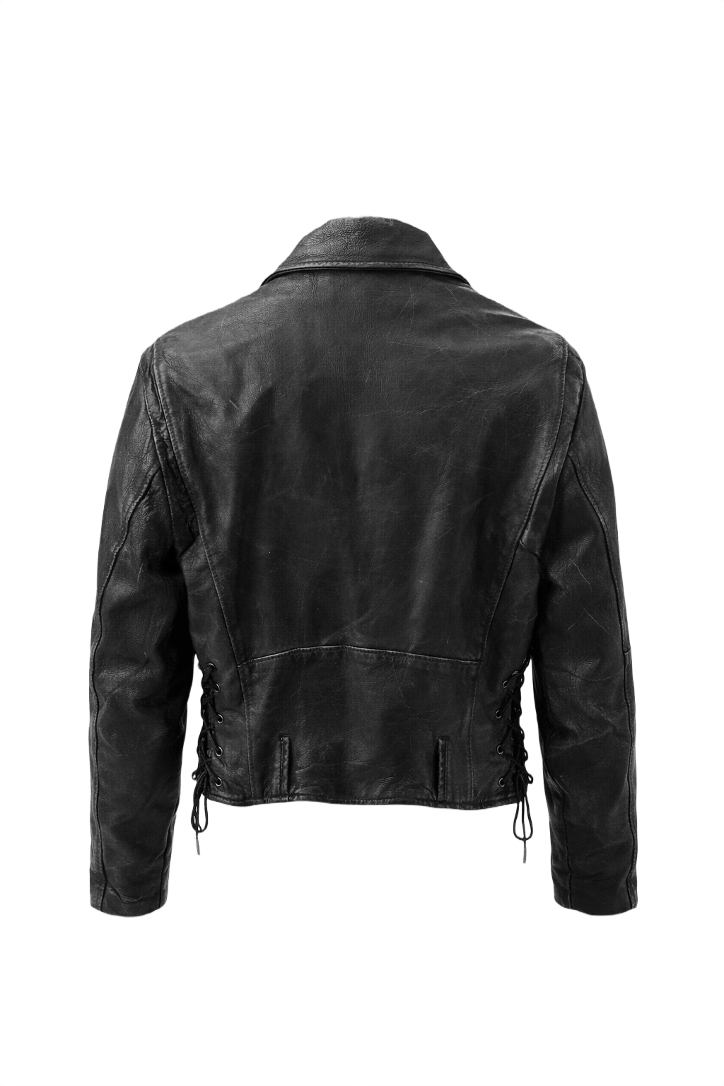1990s Black Leather Medium Leather Jacket - Back View