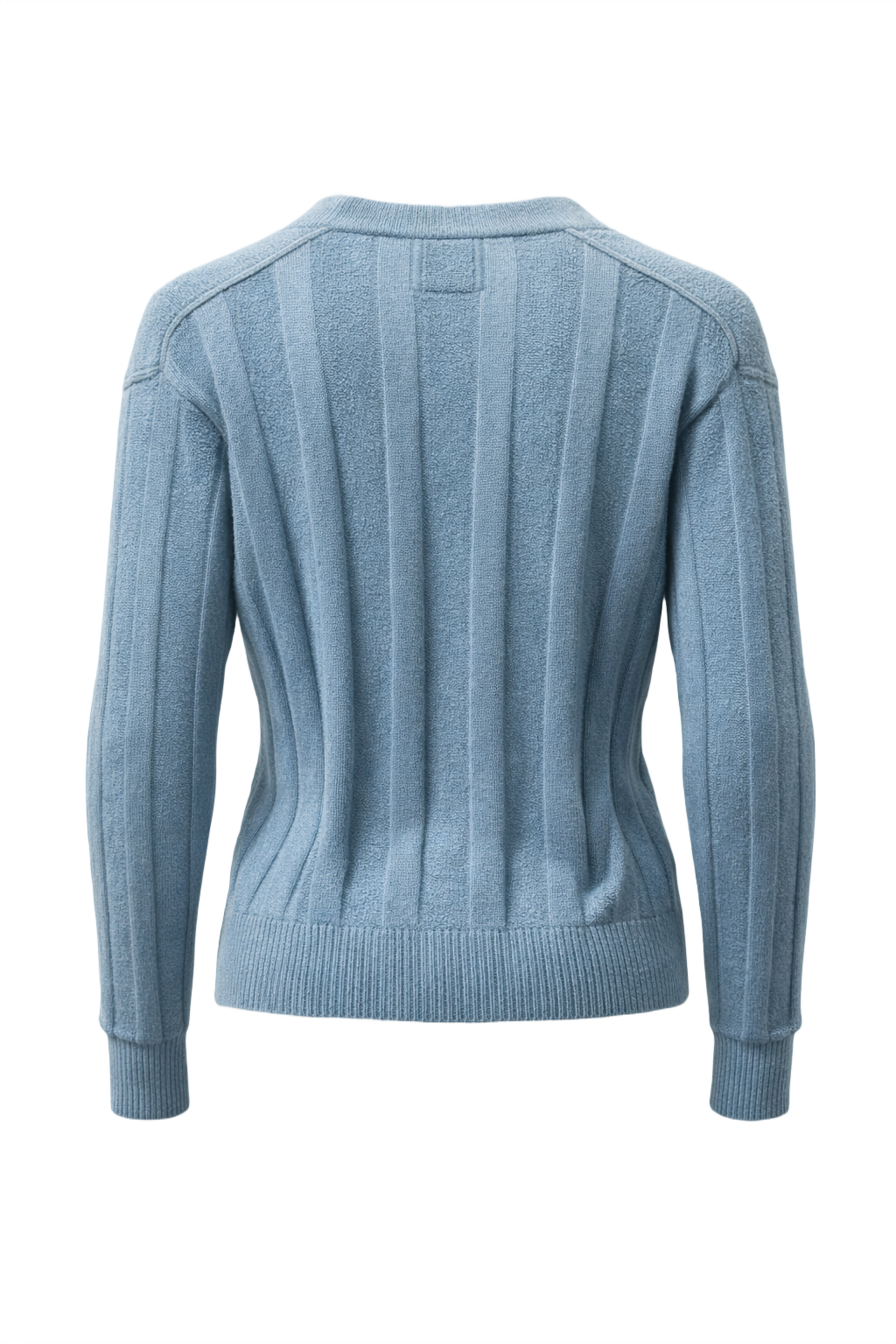 1970s Light Blue Cotton Blend Cardigan - Back View