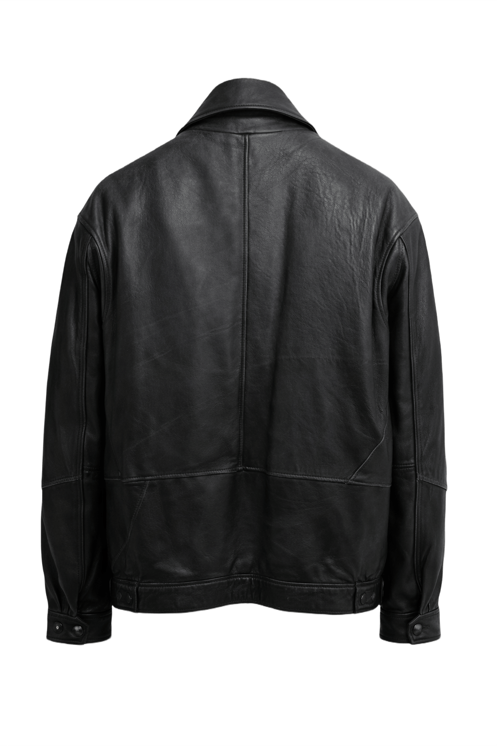 1990s Black Leather Jacket - Back View