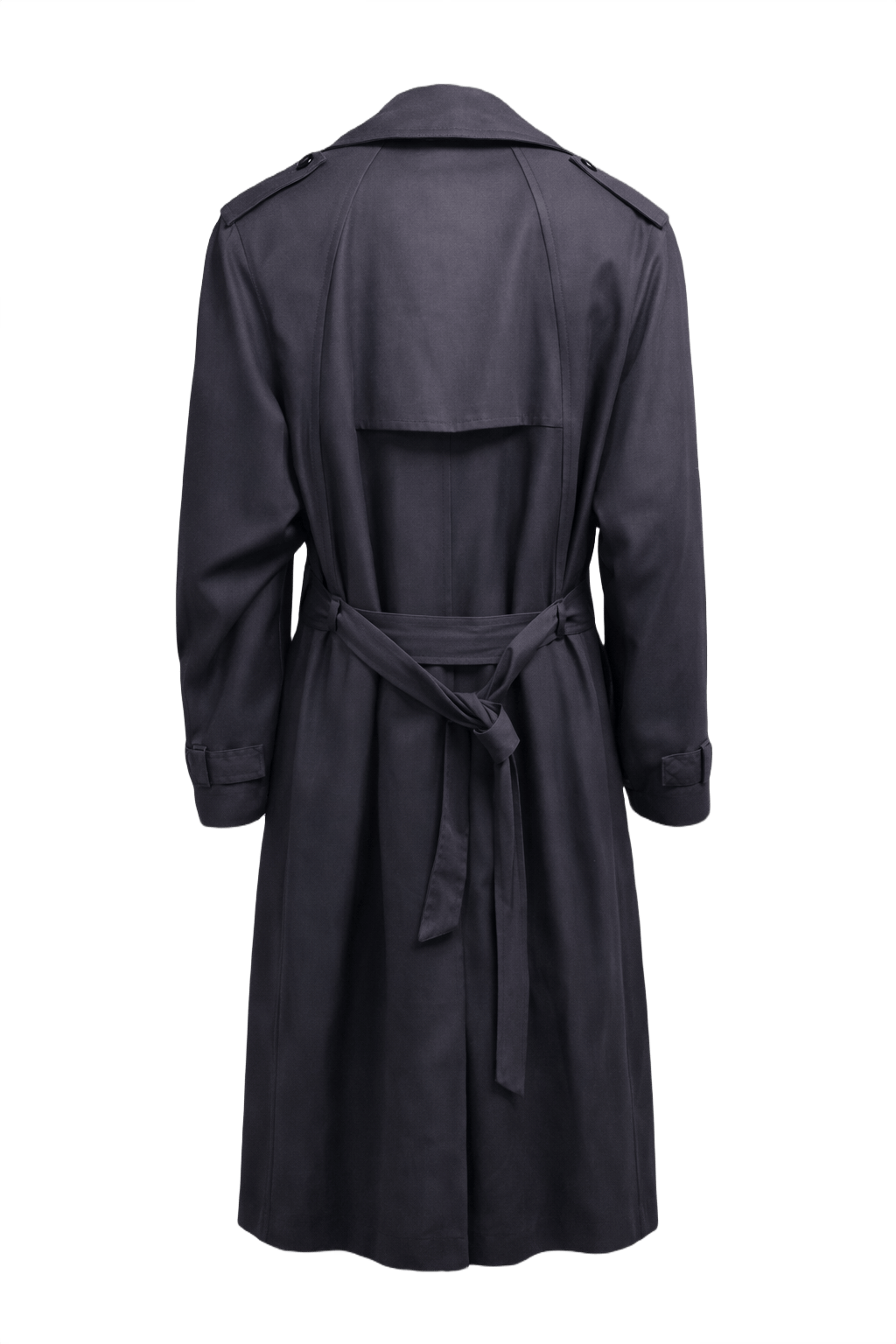 1990s Dark Gray Polyester Blend Trench Coat - Back View