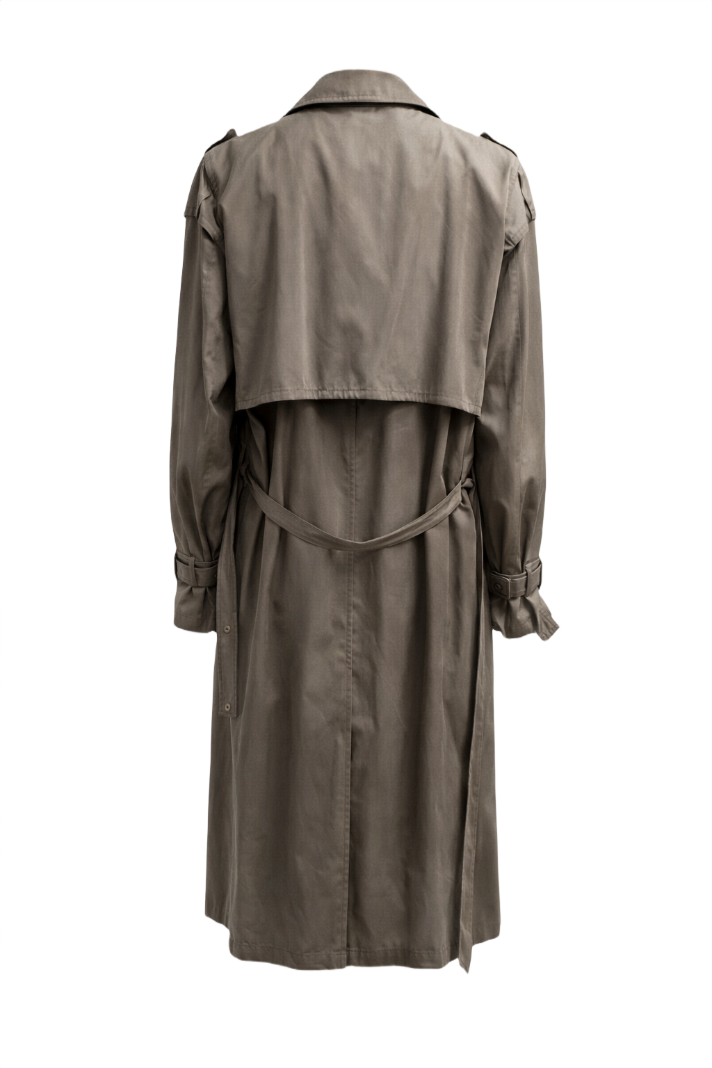 1980s Taupe Cotton Trench Coat - Back View