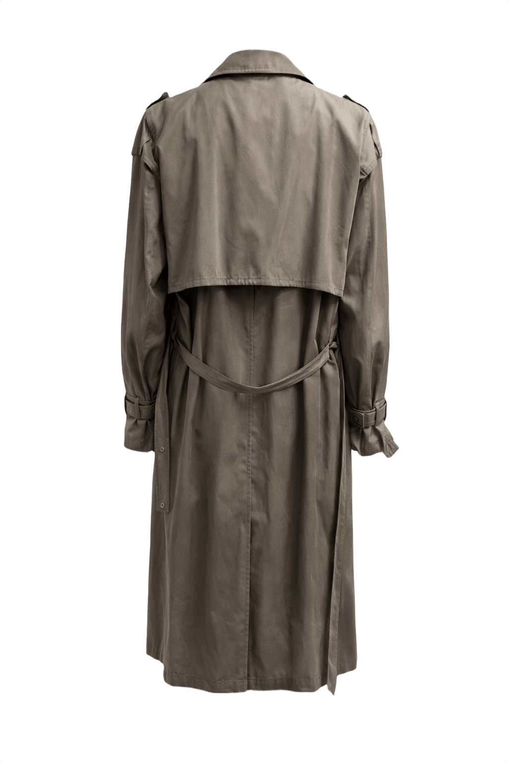 1980s Taupe Cotton Trench Coat - Back View