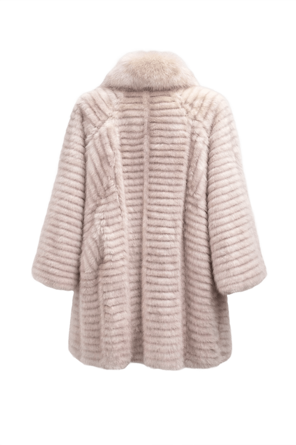 1980s Light Gray Fur Coat - Back View