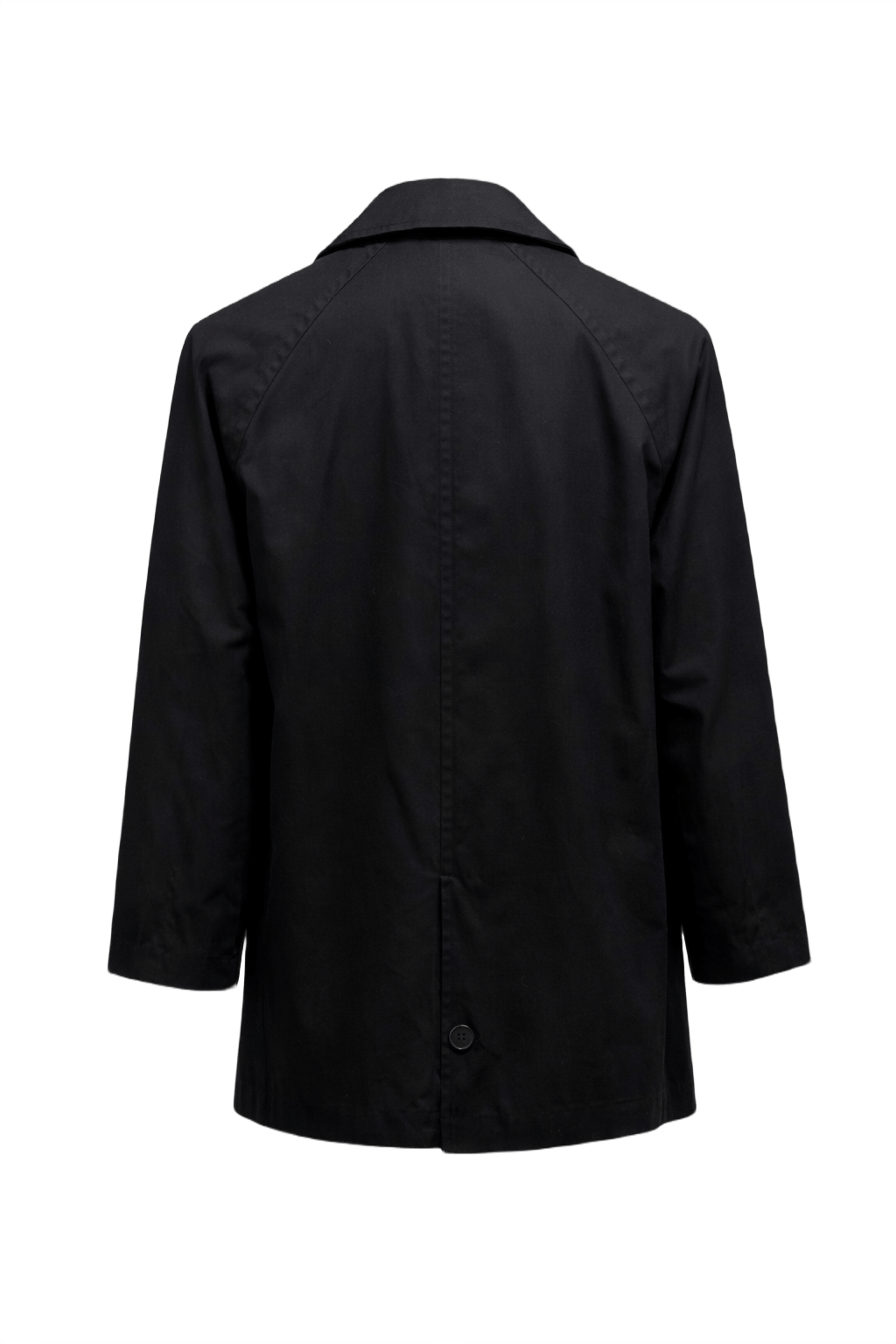 1980s Black Cotton Coat - Back View