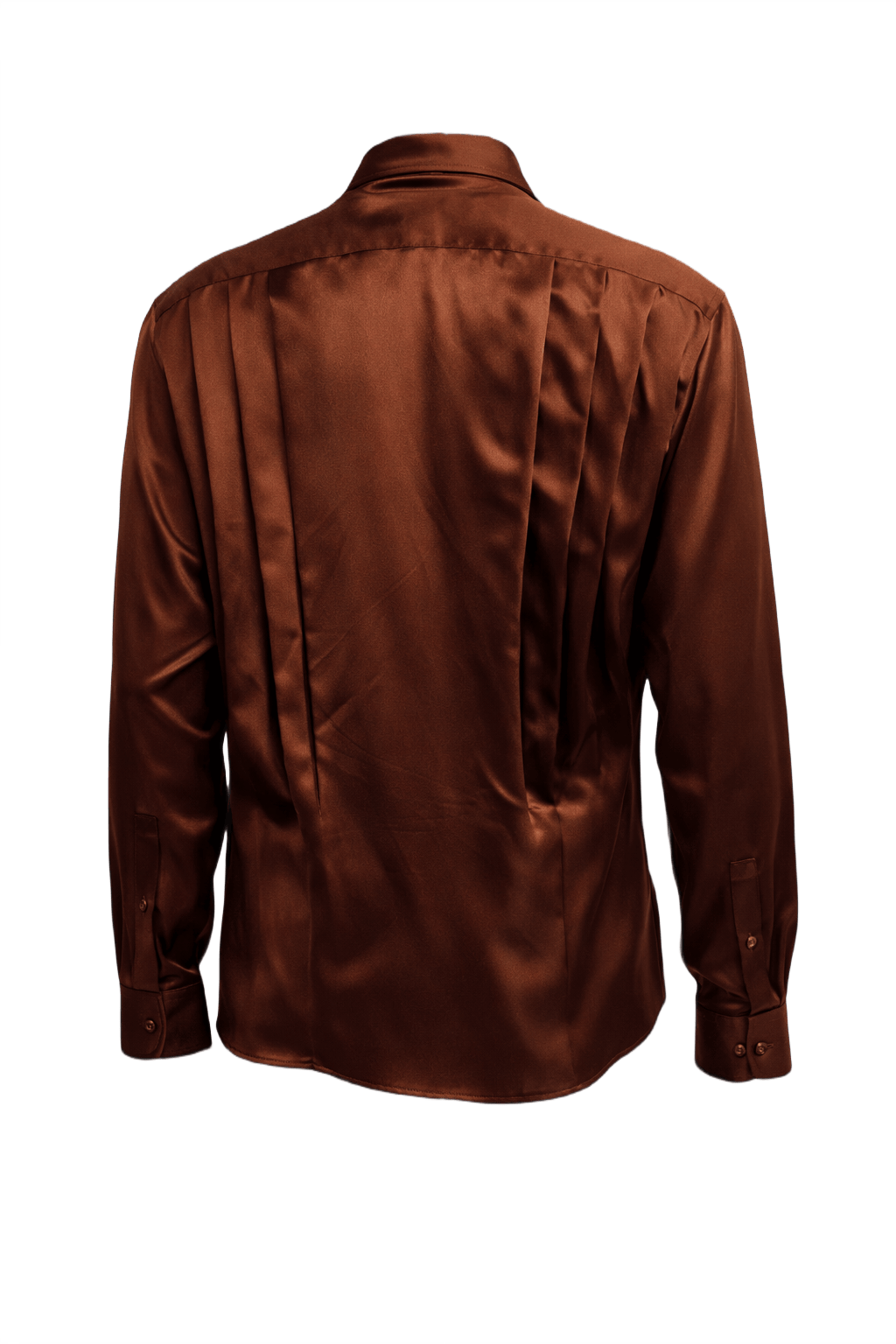 1970s Rust Brown Satin Shirt - Back View