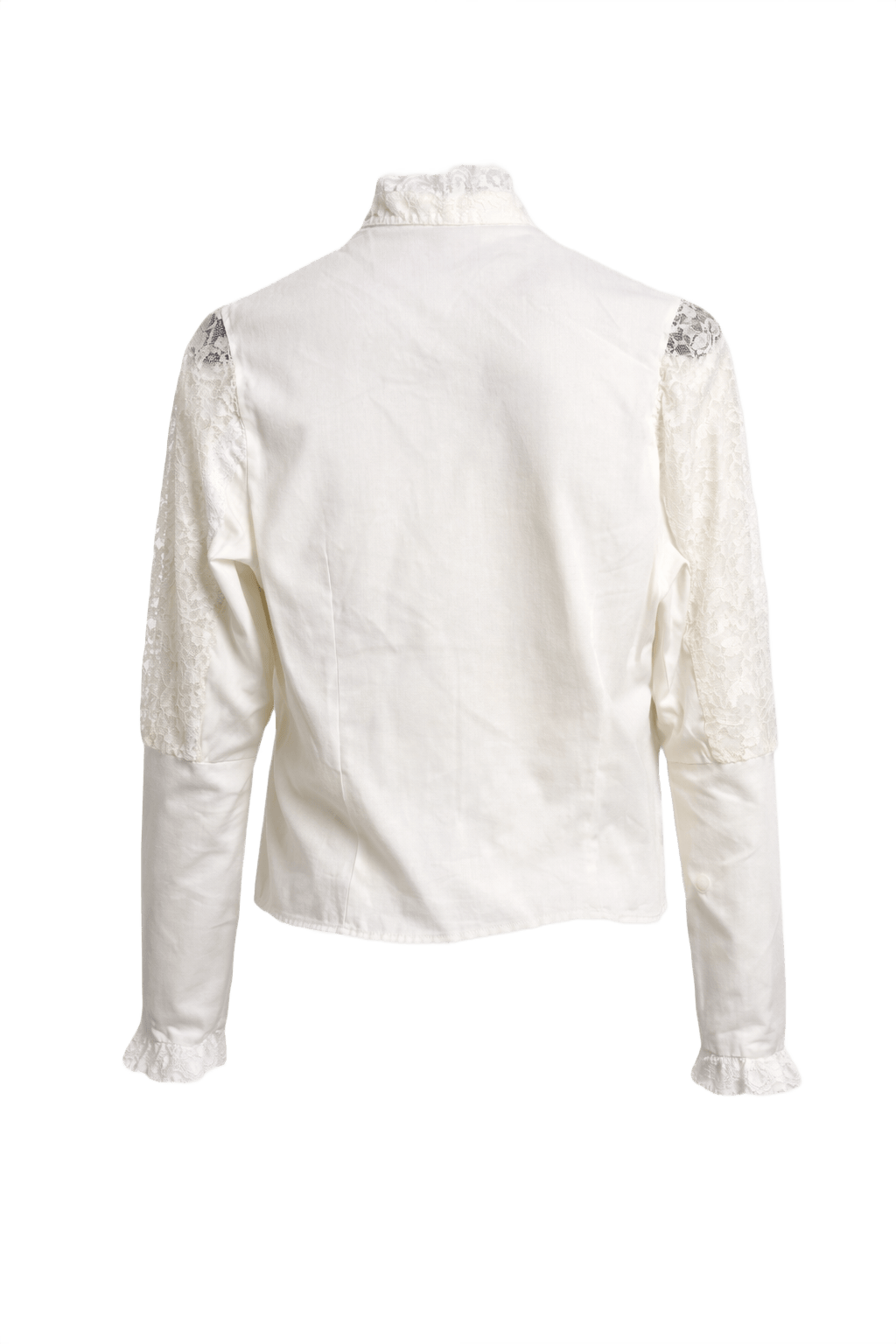 1970s Cream White Cotton Blouse - Back View