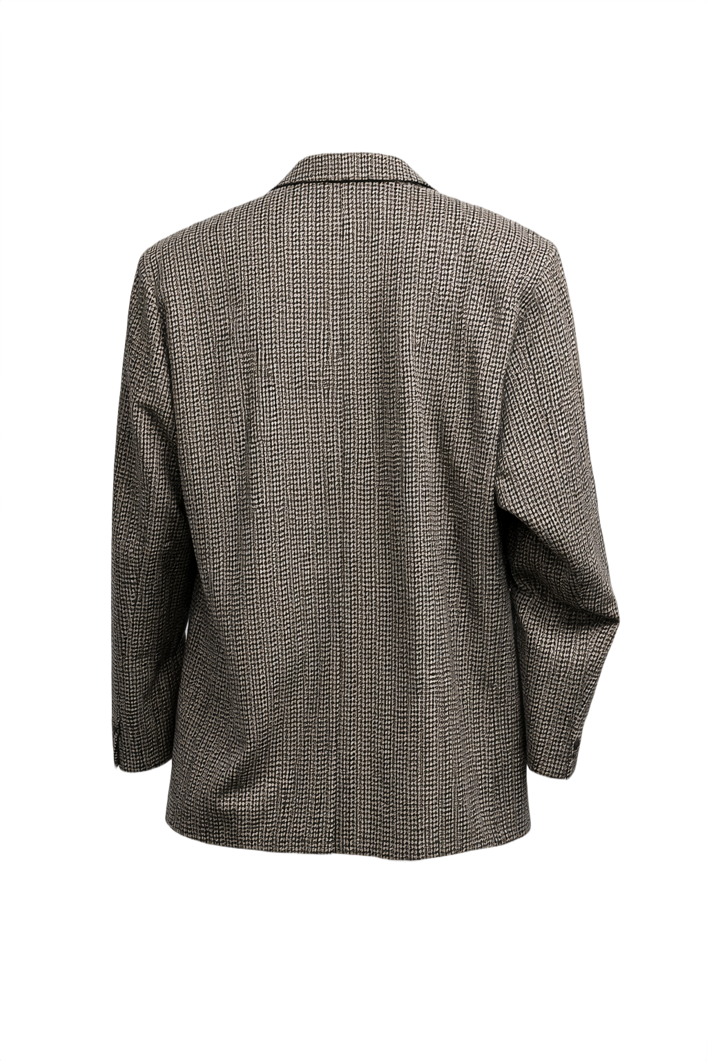 1980s Black and White Wool Blazer - Back View