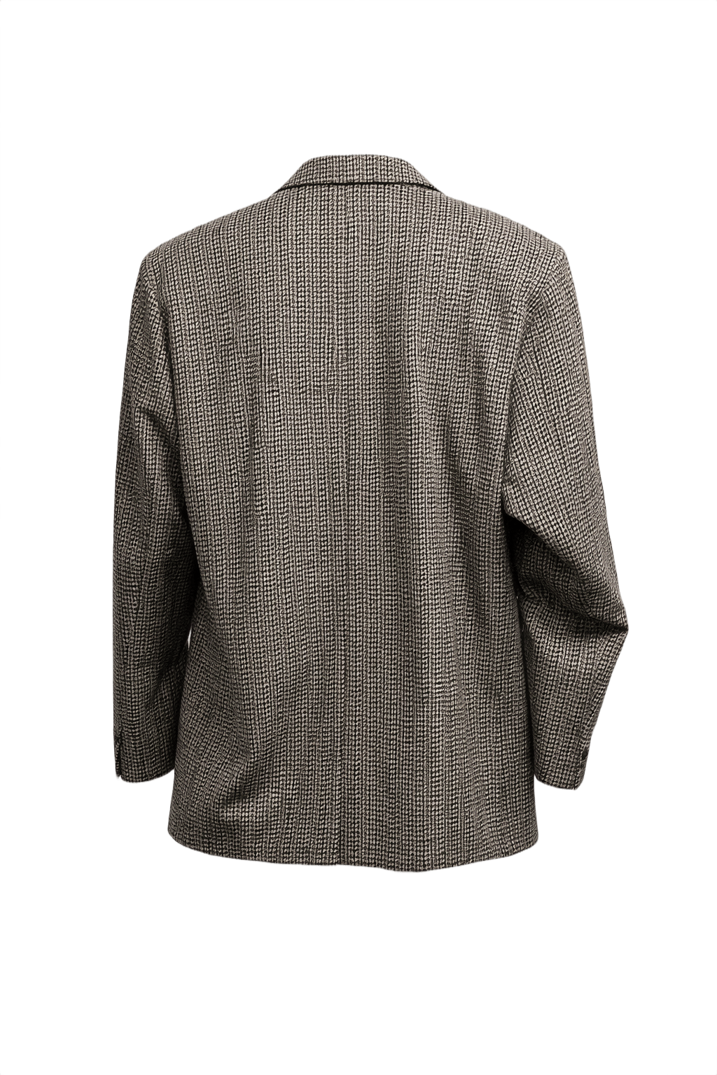 1980s Black and White Wool Blazer - Back View
