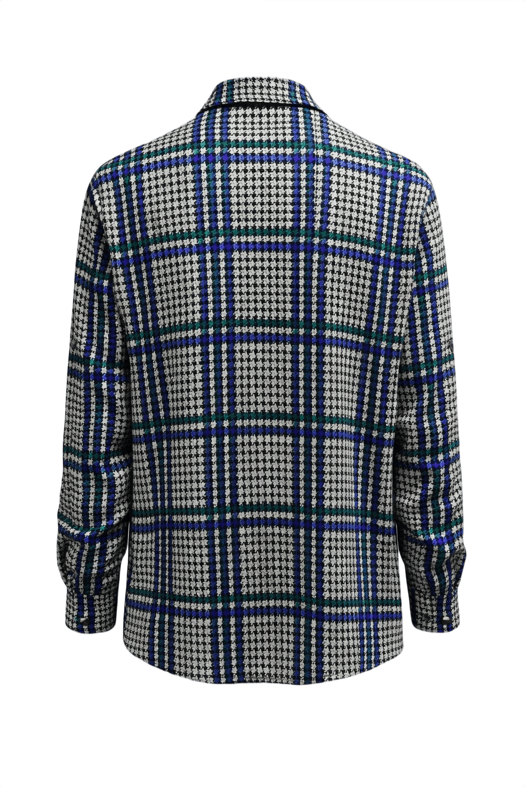 1990s Black Blue Polyester Shirt - Back View