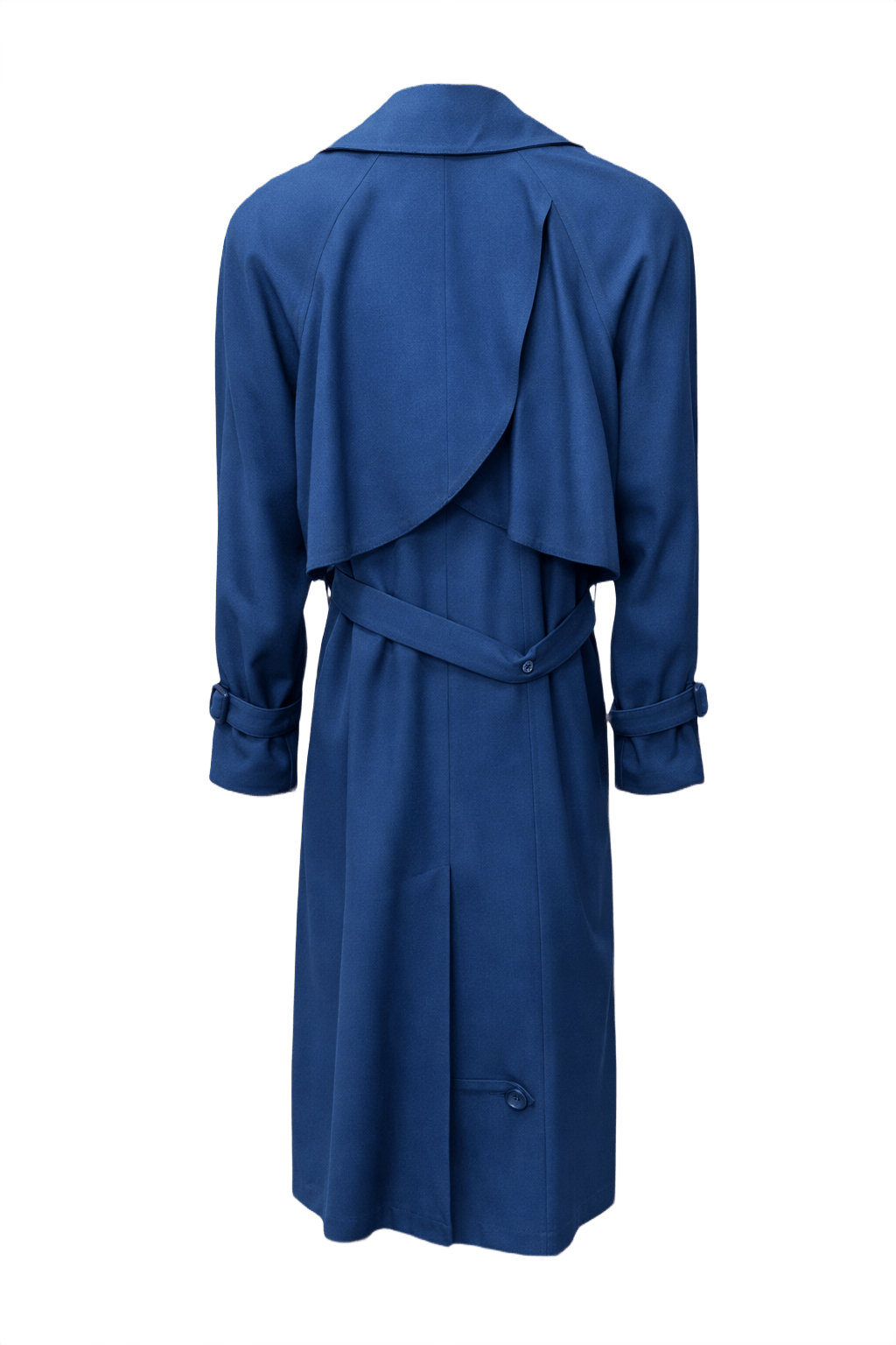 1980s Royal Blue Wool Trench Coat - Back View