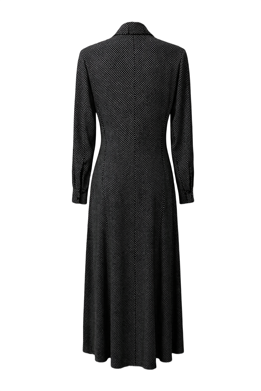1970s Black Polyester Dress - Back View