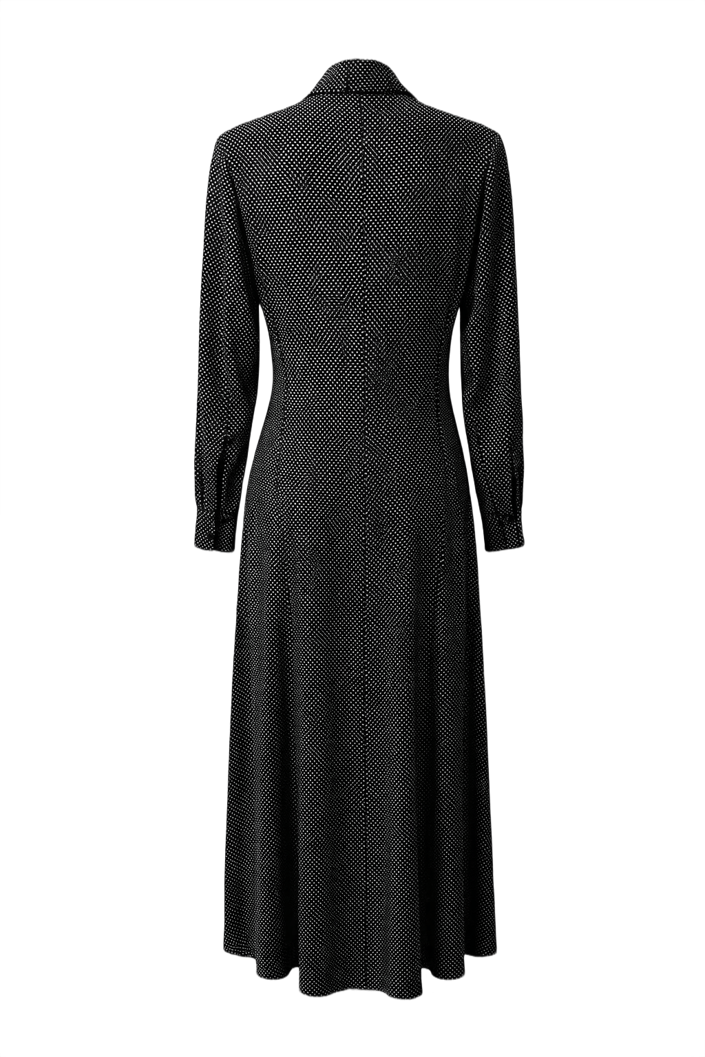 1970s Black Polyester Dress - Back View