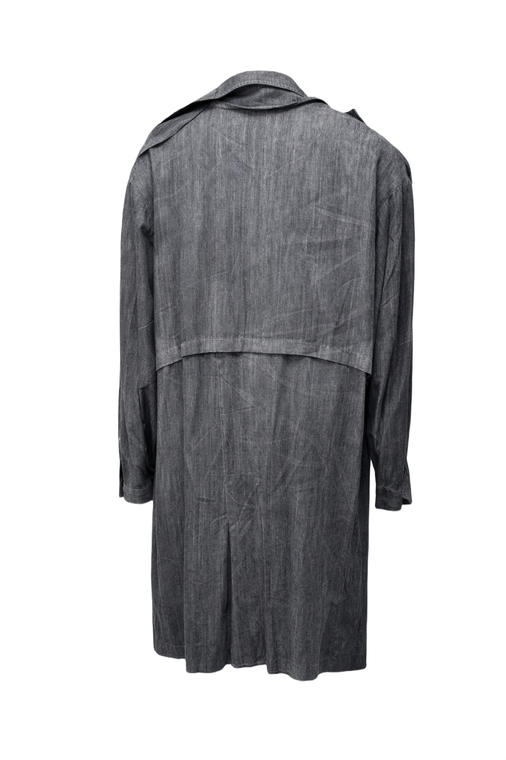 1980s Charcoal Grey Polyester Coat - Back View