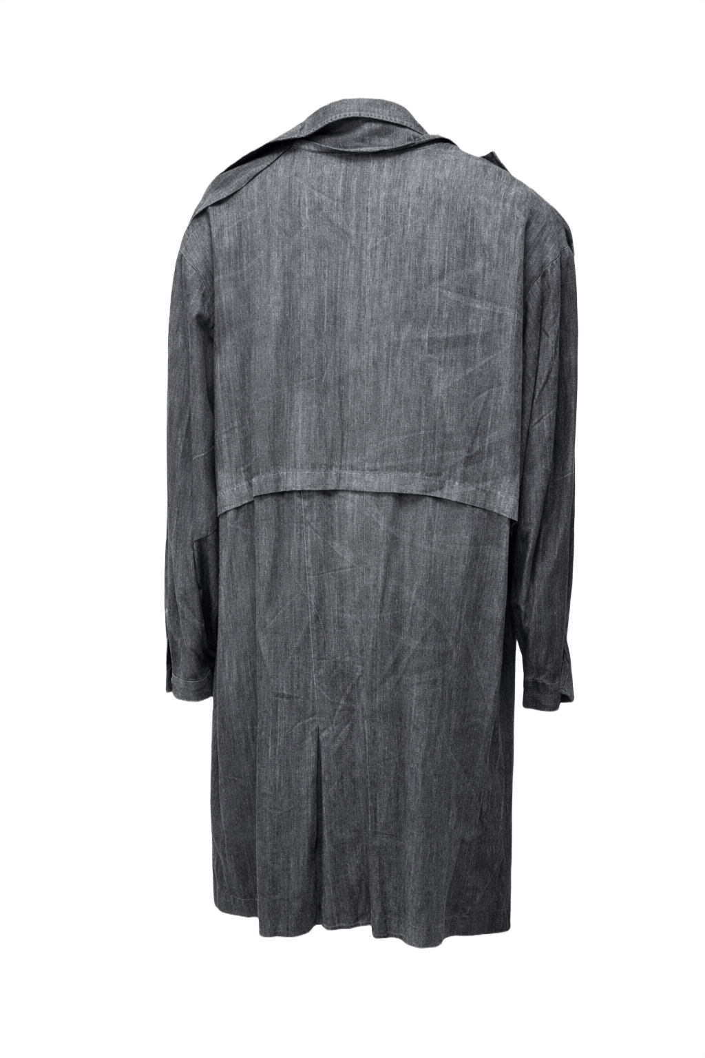 1980s Charcoal Grey Polyester Coat - Back View