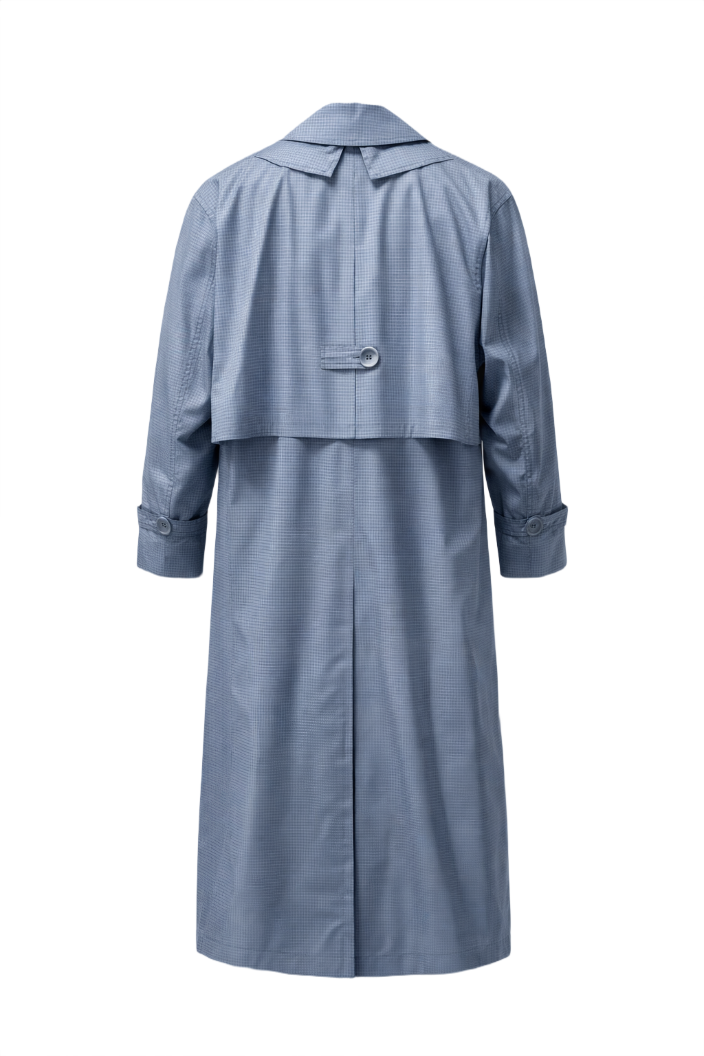 1980s Light Blue Cotton Trench Coat - Back View