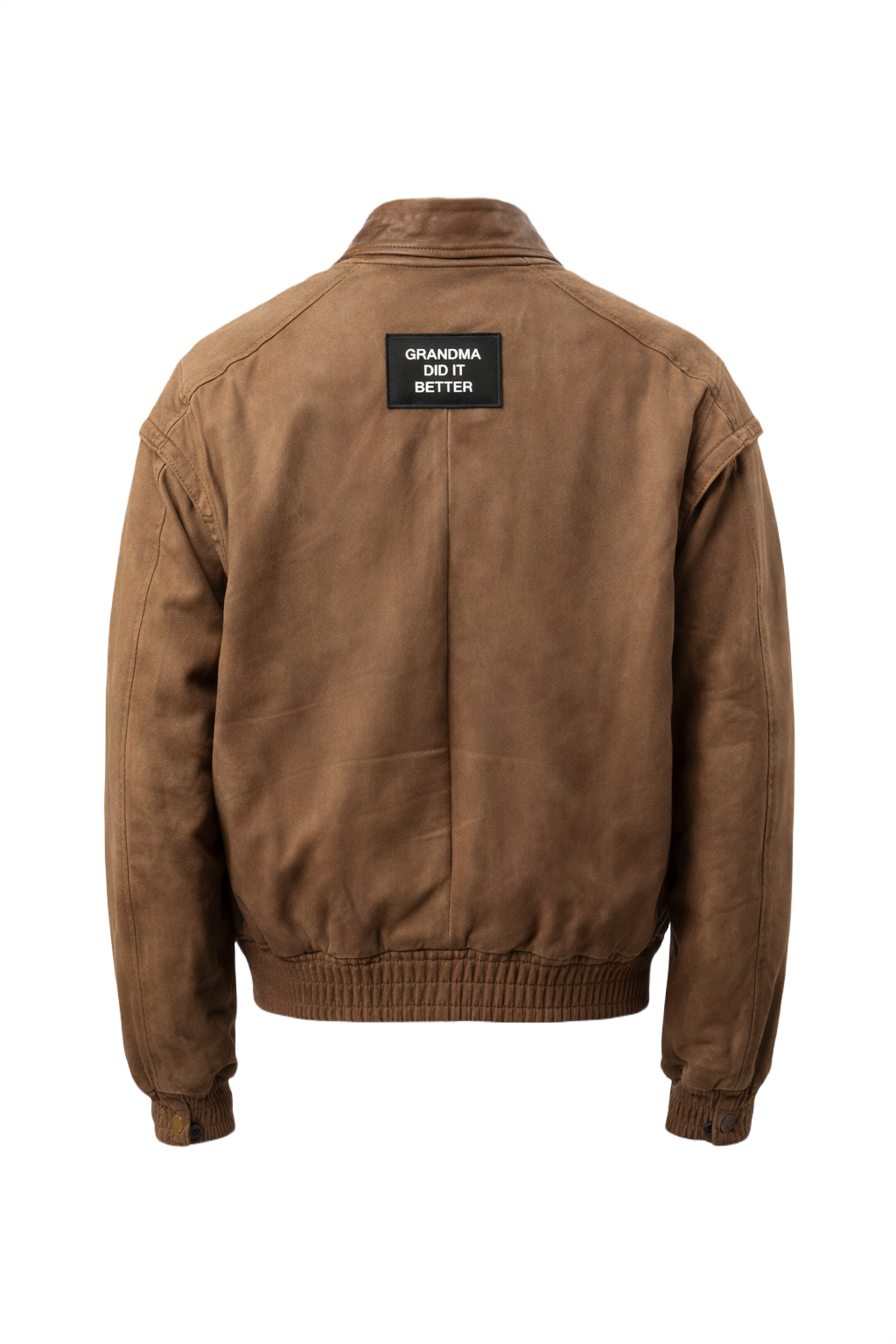 1990s Brown Leather Bomber Jacket - Back View