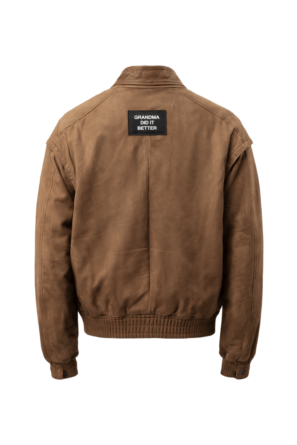 1990s Brown Leather Bomber Jacket - Back View