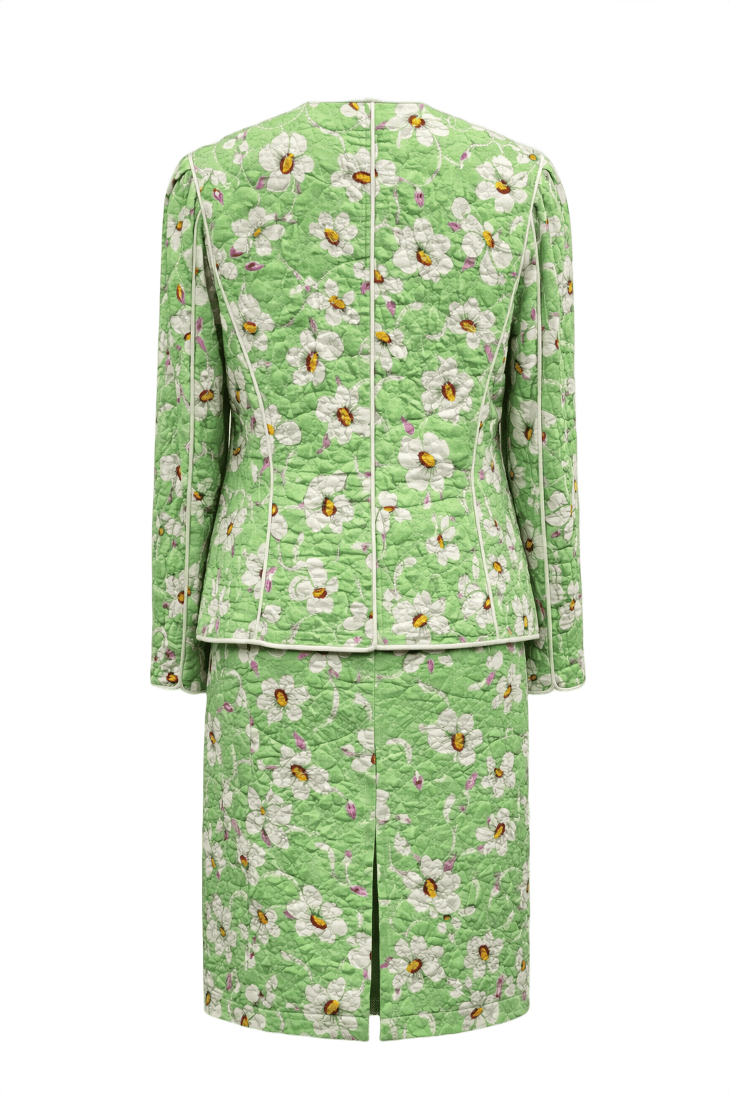 1980s Pastel Green Cotton Blend Blazer + Skirt Set - Back View