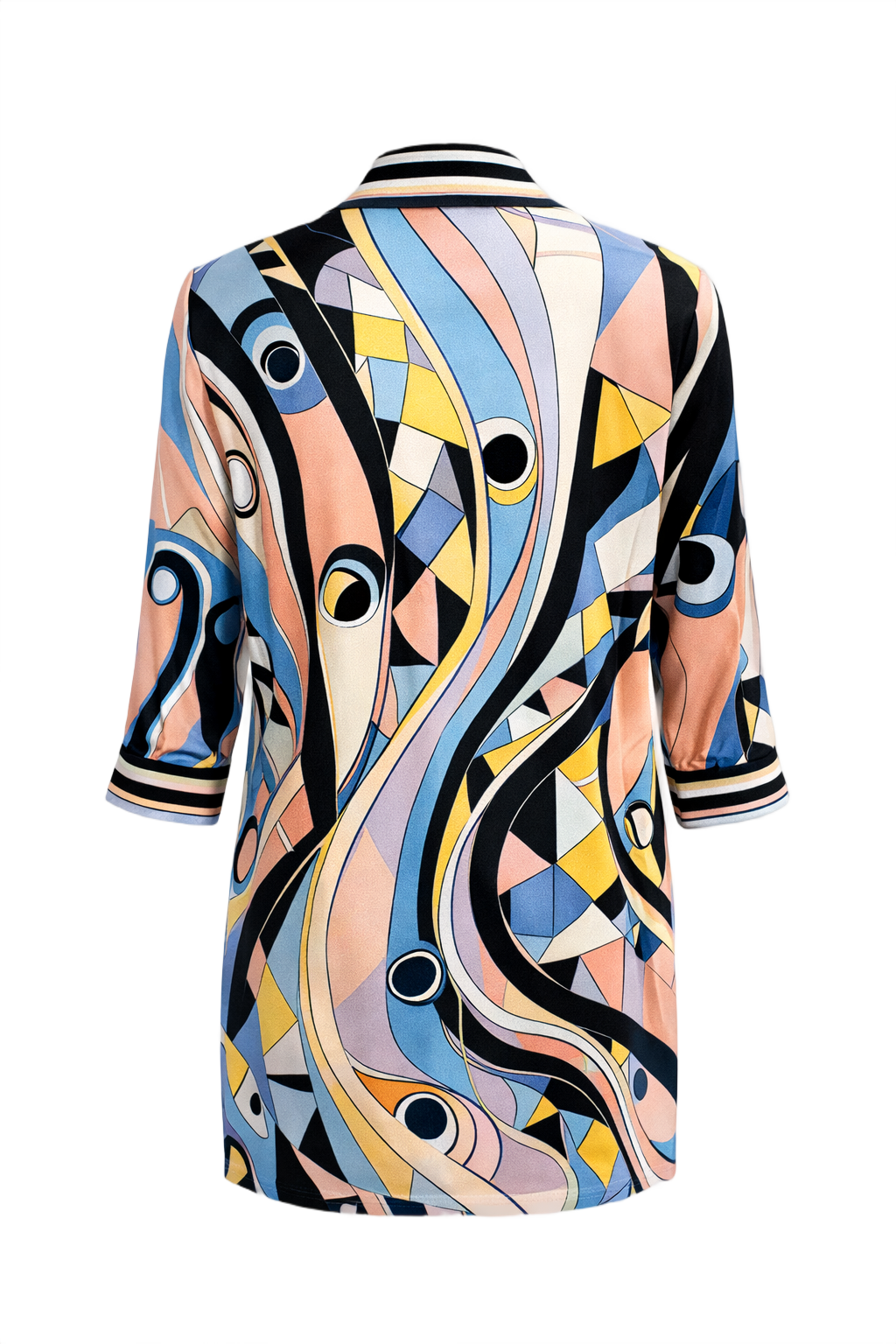 1990s Pink Polyester Tunic - Back View