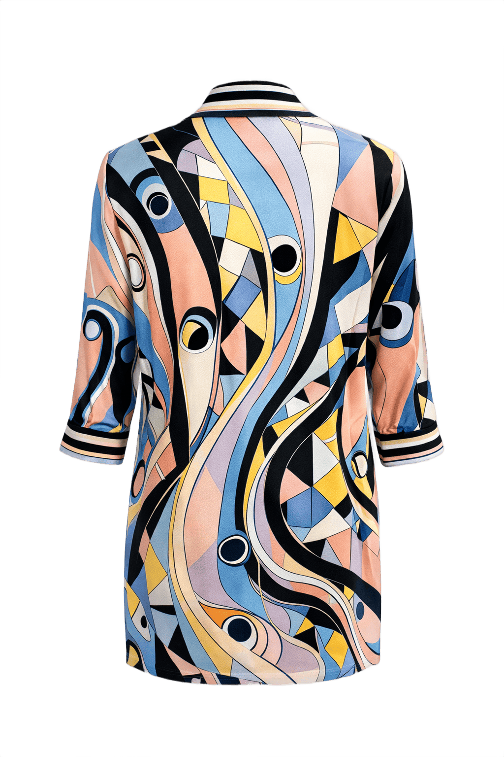 1990s Pink Polyester Tunic - Back View