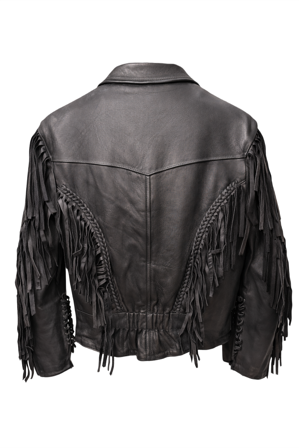 1990s Black Leather Fitted Leather Jacket - Back View