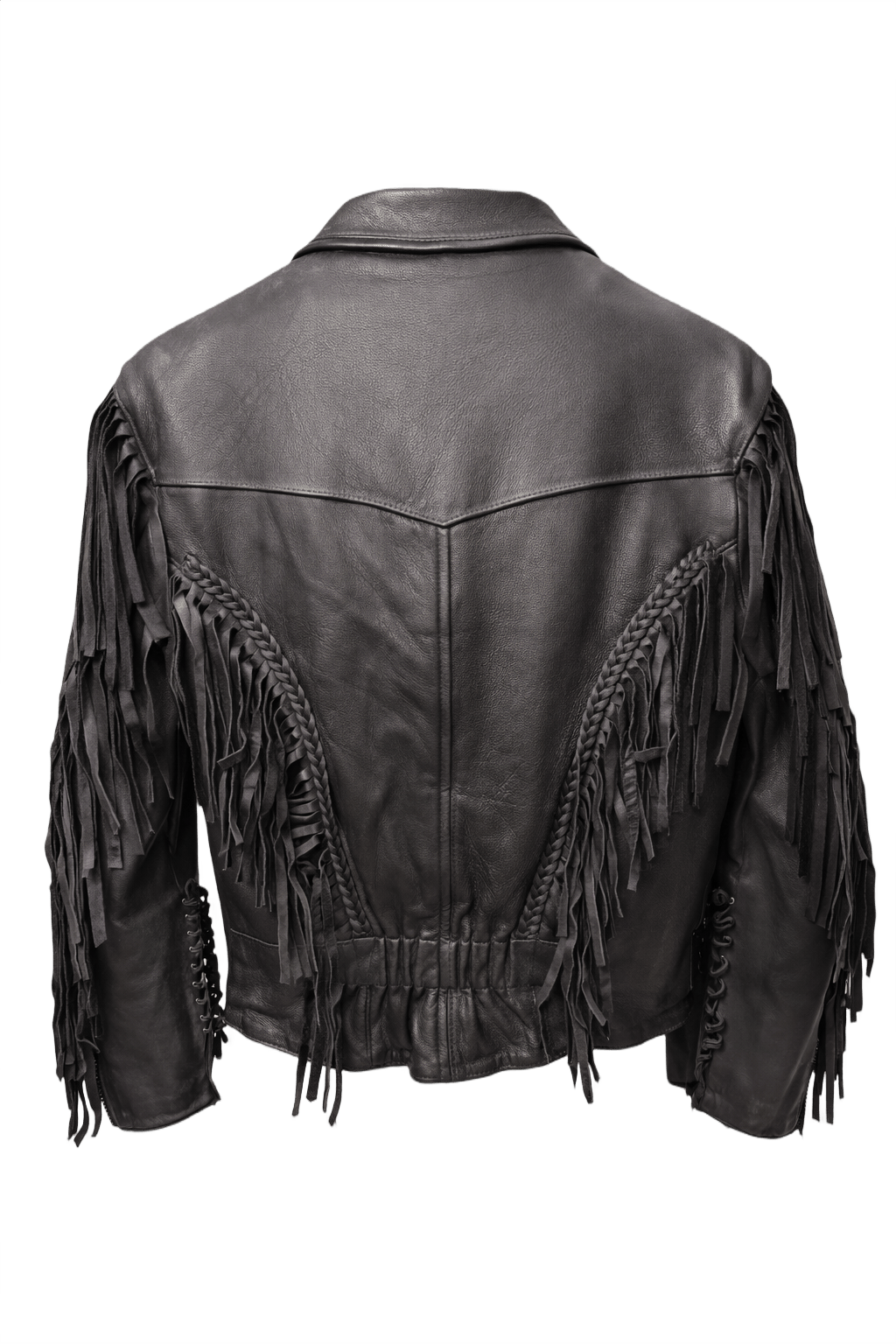 1990s Black Leather Fitted Leather Jacket - Back View