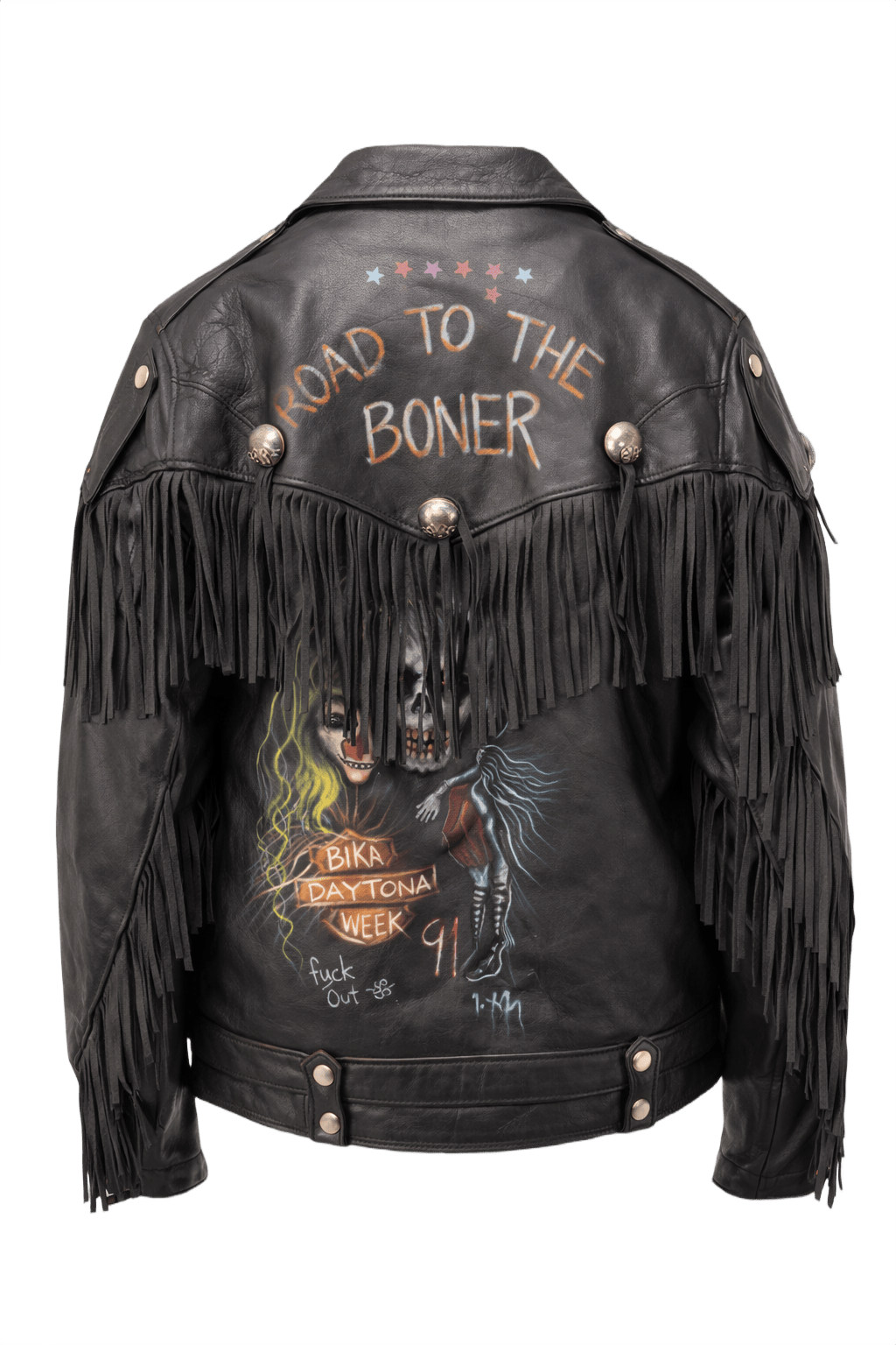 1980s Black Leather Jacket - Back View