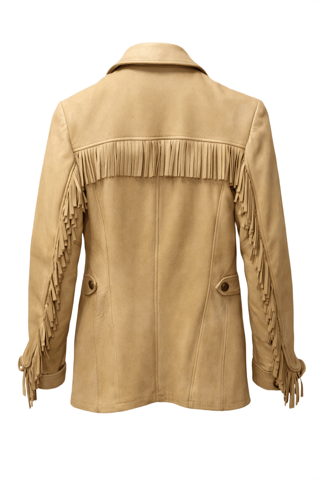1970s Beige Leather Jacket - Back View