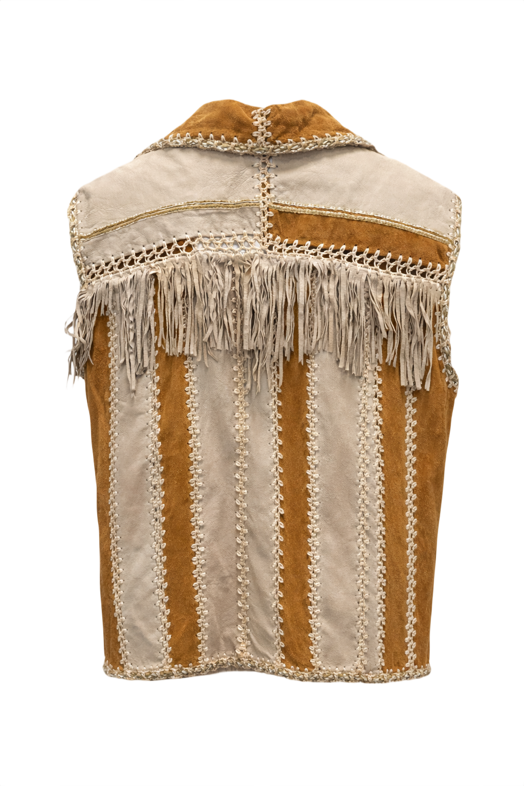 1970s Tan Leather Vest - Back View