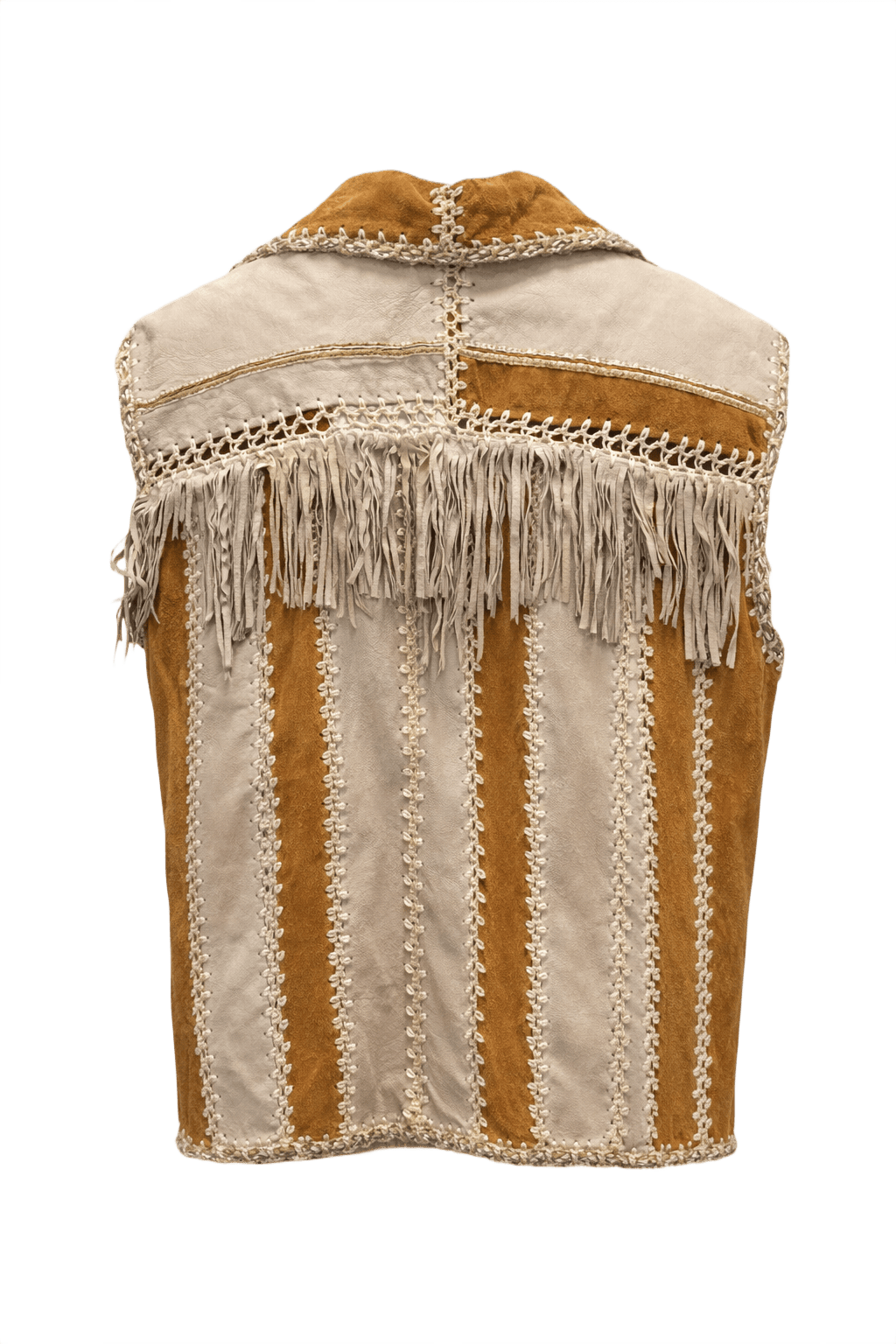 1970s Tan Leather Vest - Back View
