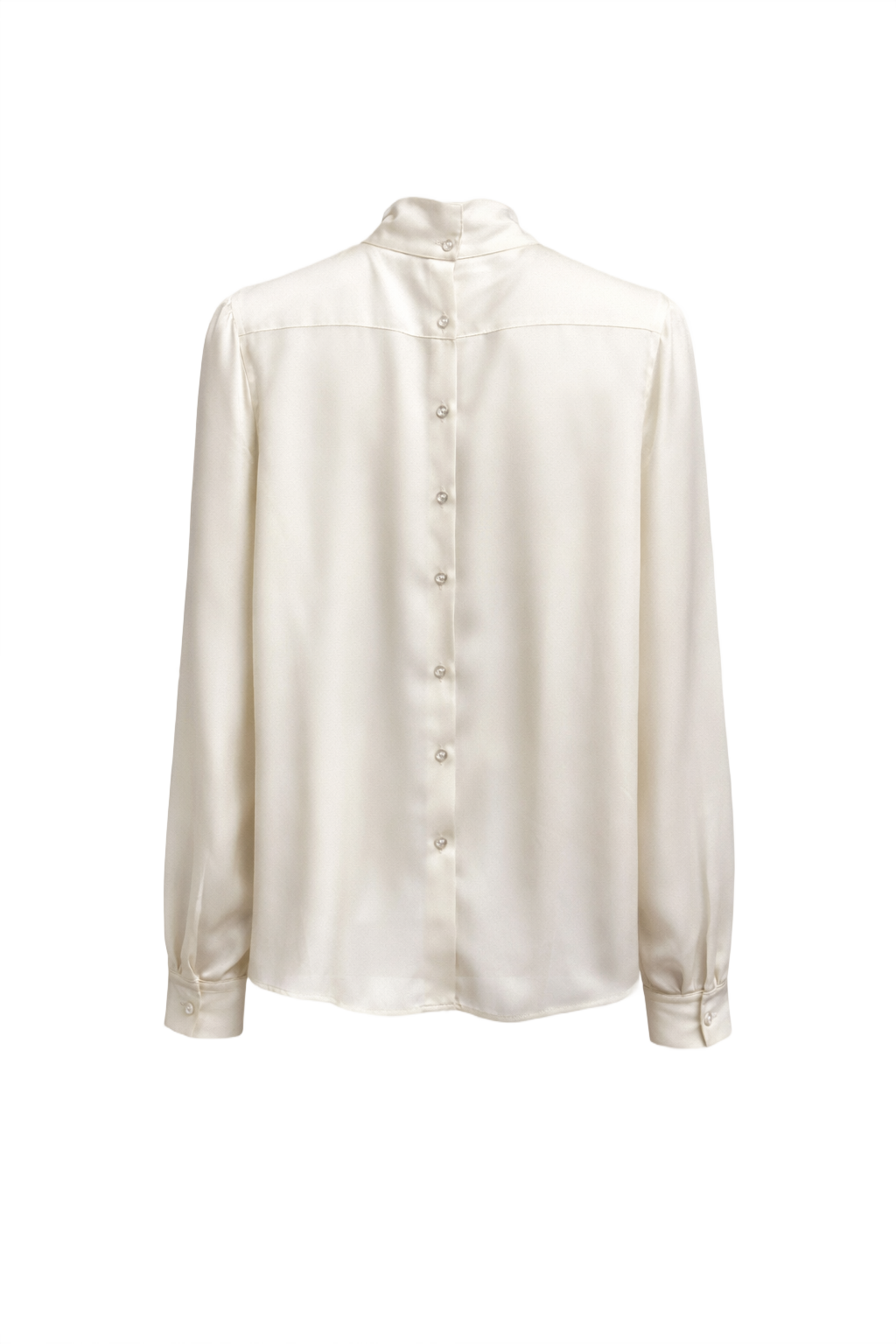 1980s Cream White Silk Blouse - Back View