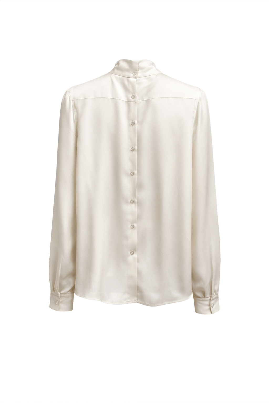 1980s Cream White Silk Blouse - Back View