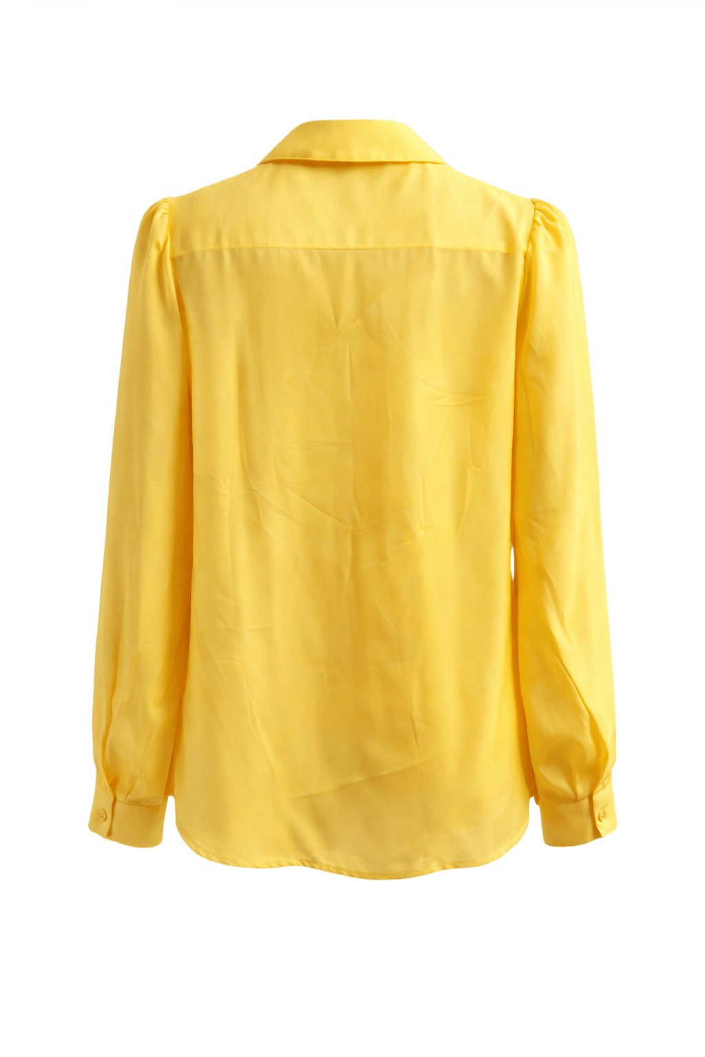 1970s Bright Yellow Silk Blouse - Back View