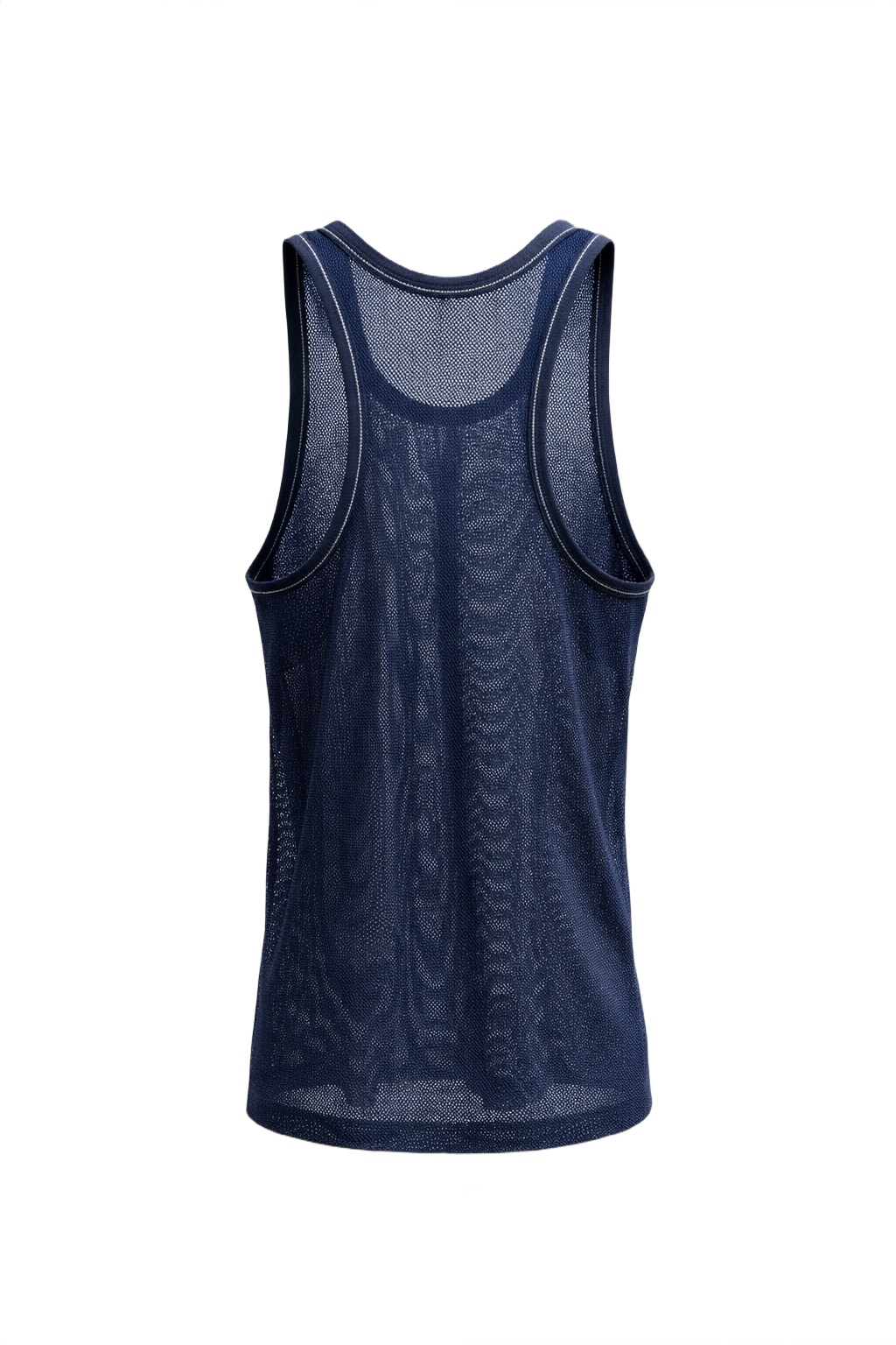 1990s Navy Blue Polyester Tank Top - Back View