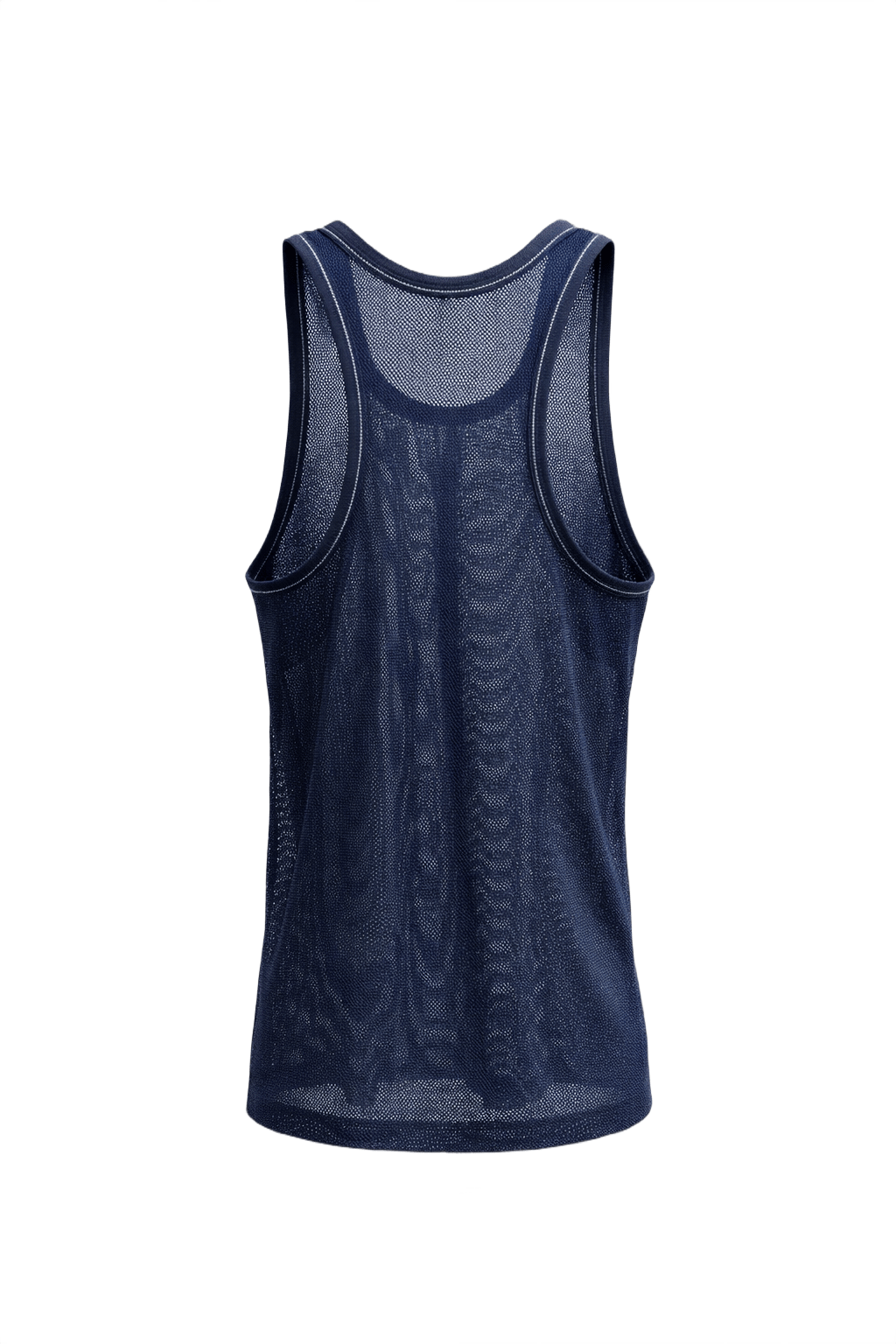 1990s Navy Blue Polyester Tank Top - Back View