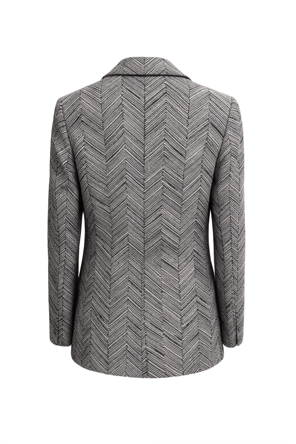 1980s Black and White Wool Blend Blazer - Back View