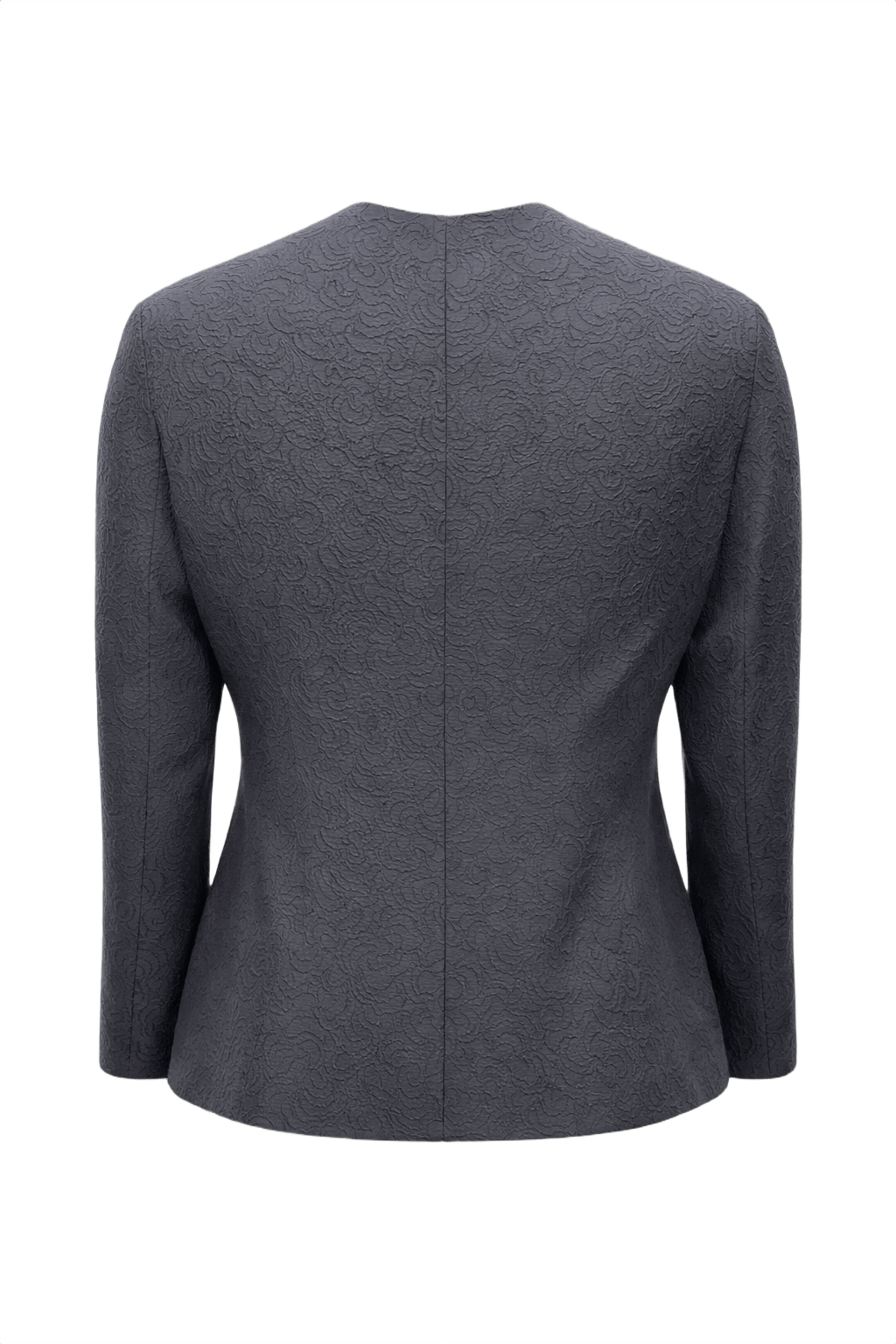 1980s Dark Grey Brocade Blazer - Back View