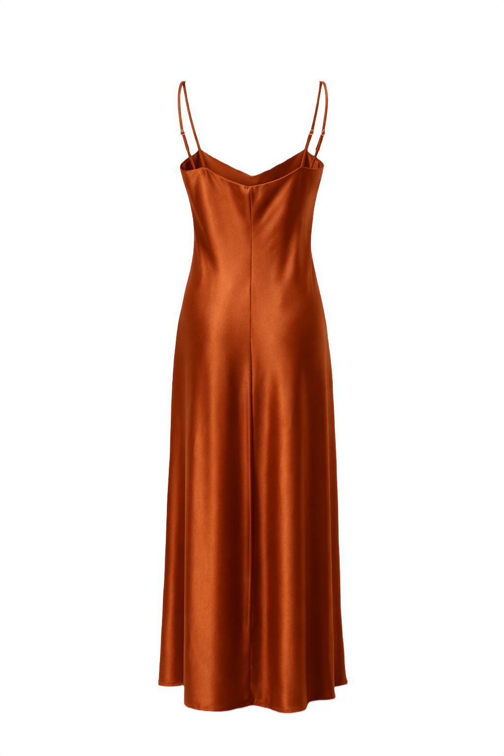 1990s Rust Satin Slip Dress - Back View