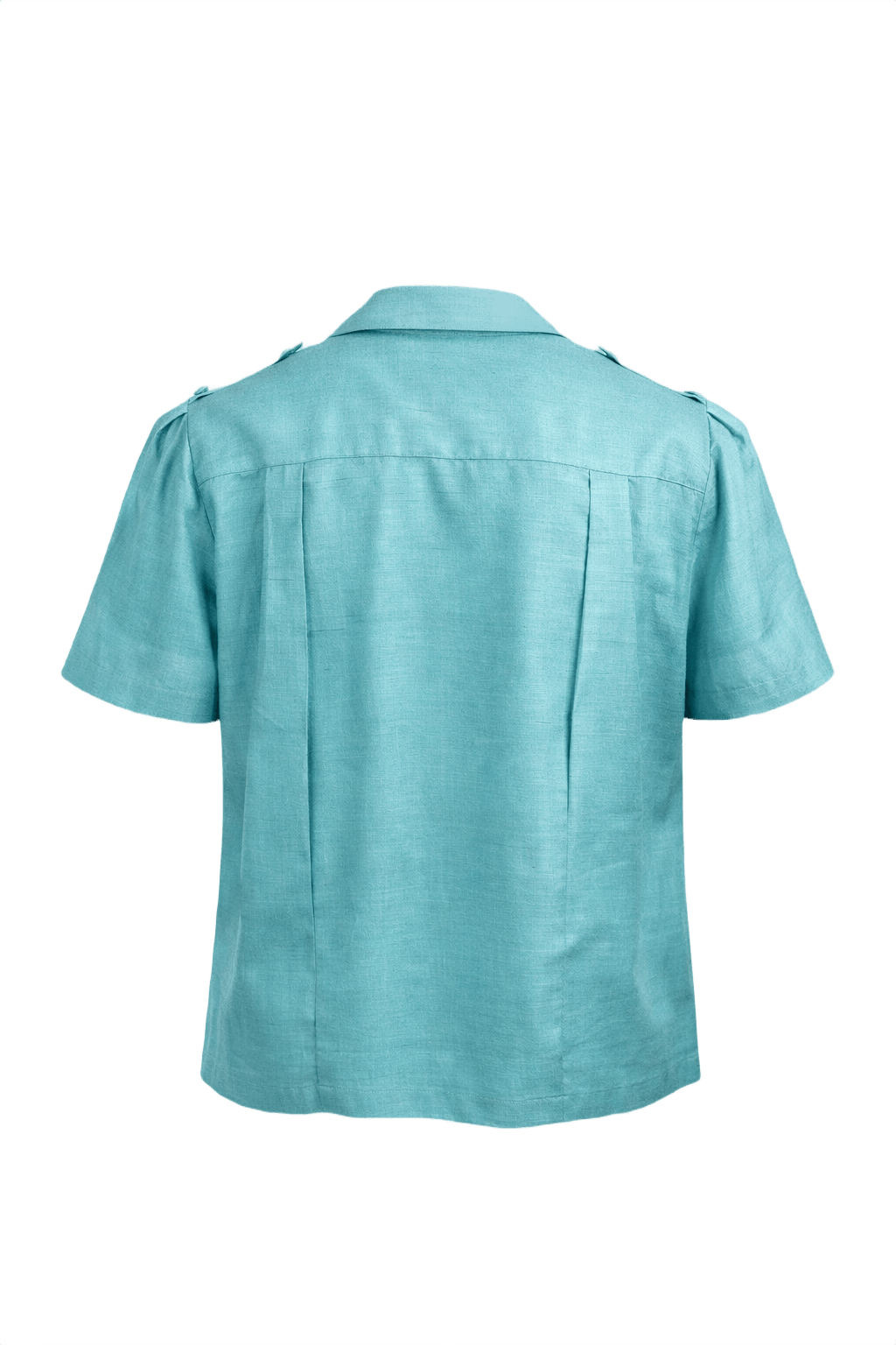 1960s Light Teal Silk Blouse - Back View