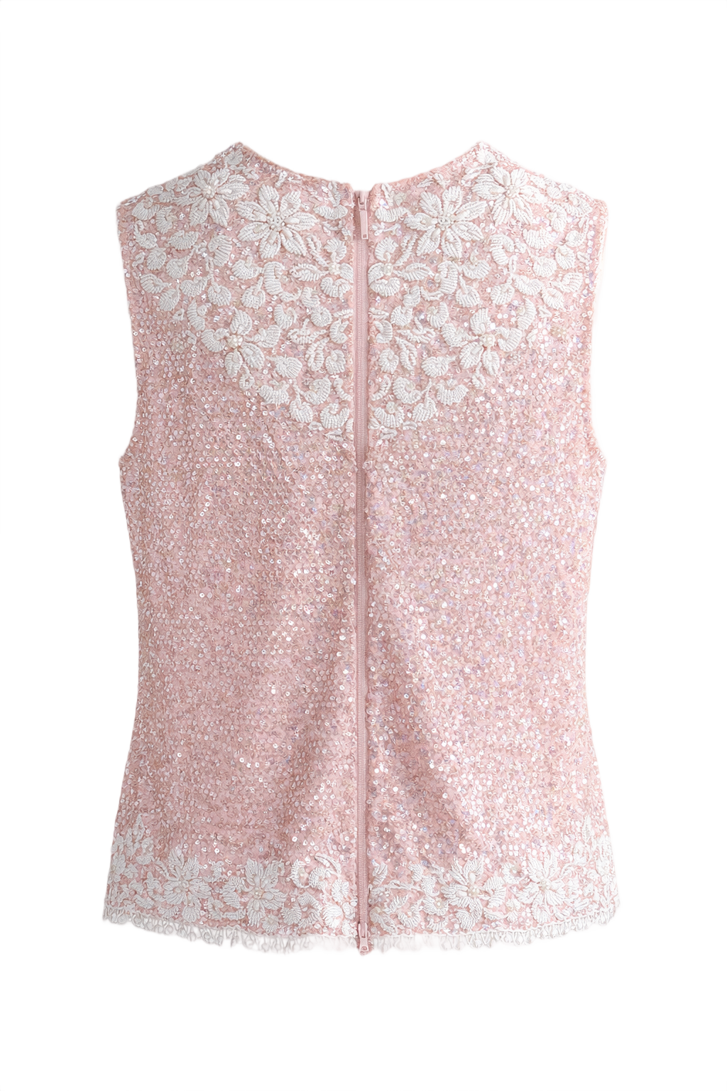 1950s Pink Sequined Womens Tank Top - Back View