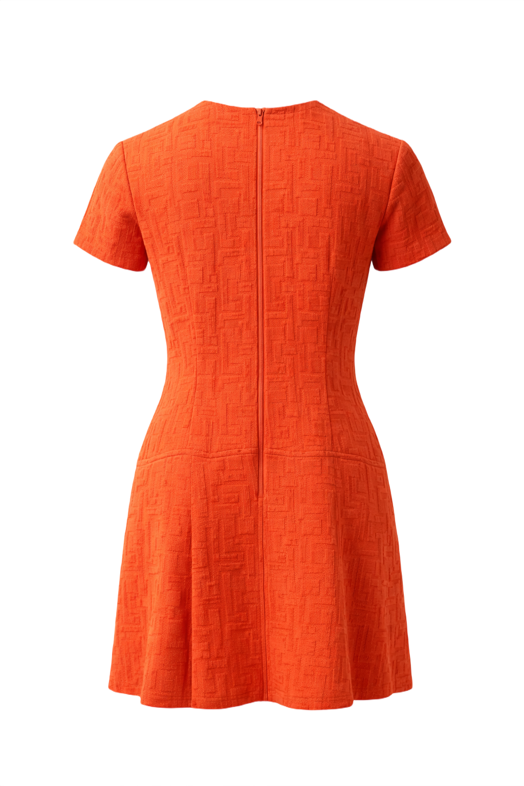 1960s Orange-Red Cotton Blend Dress - Back View