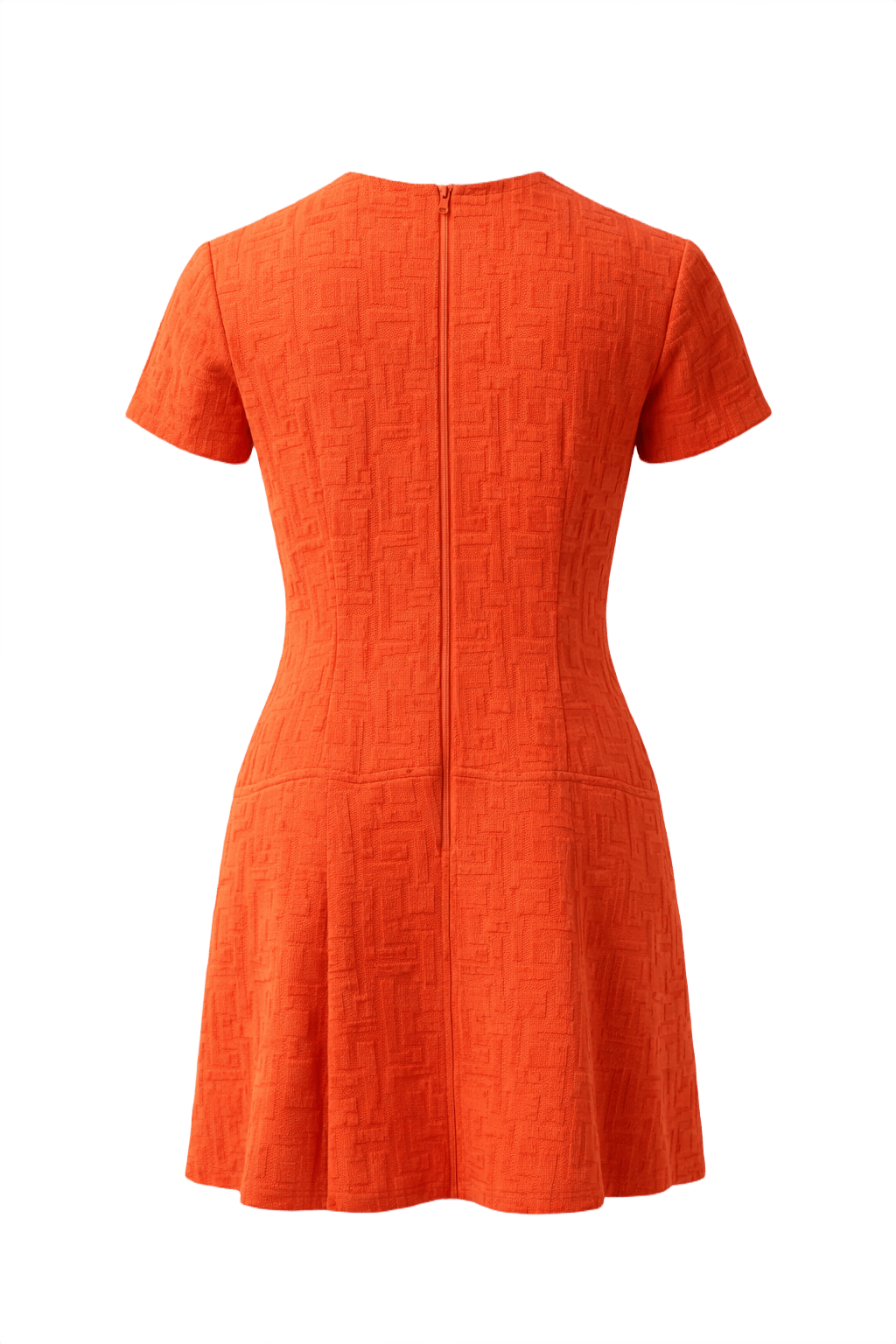 1960s Orange-Red Cotton Blend Dress - Back View