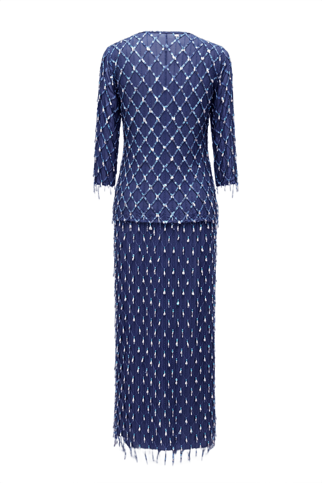 1980s Blue Synthetic Dress - Back View