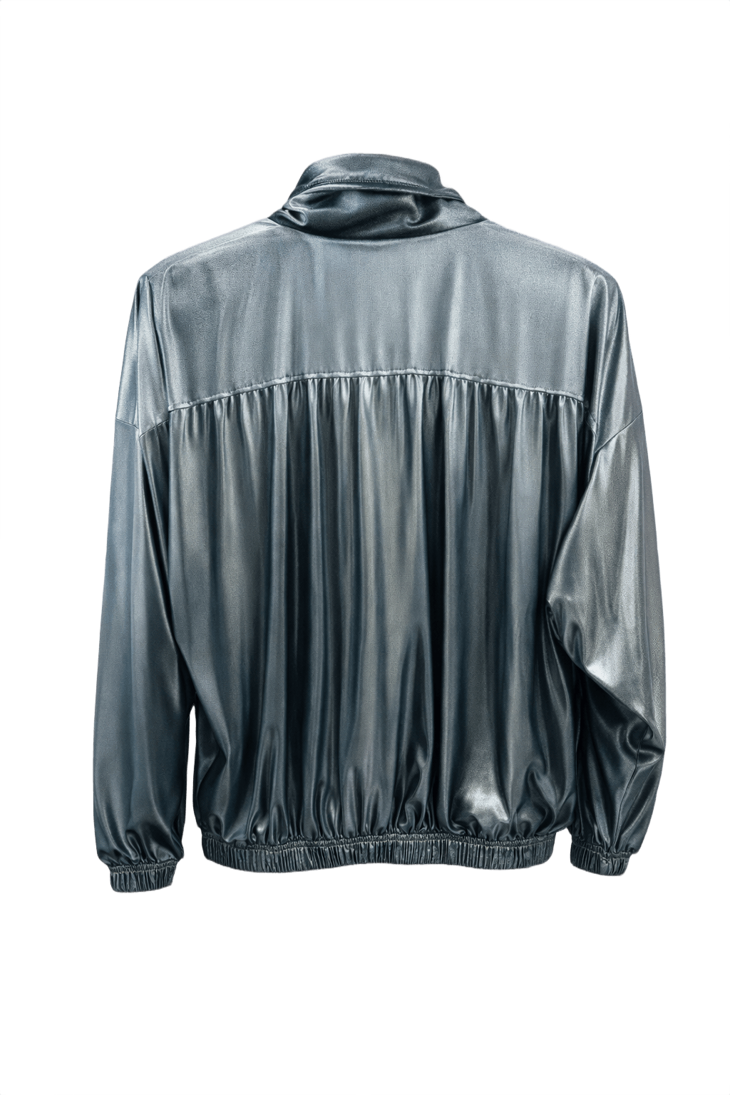 1980s Silver Synthetic Jacket - Back View