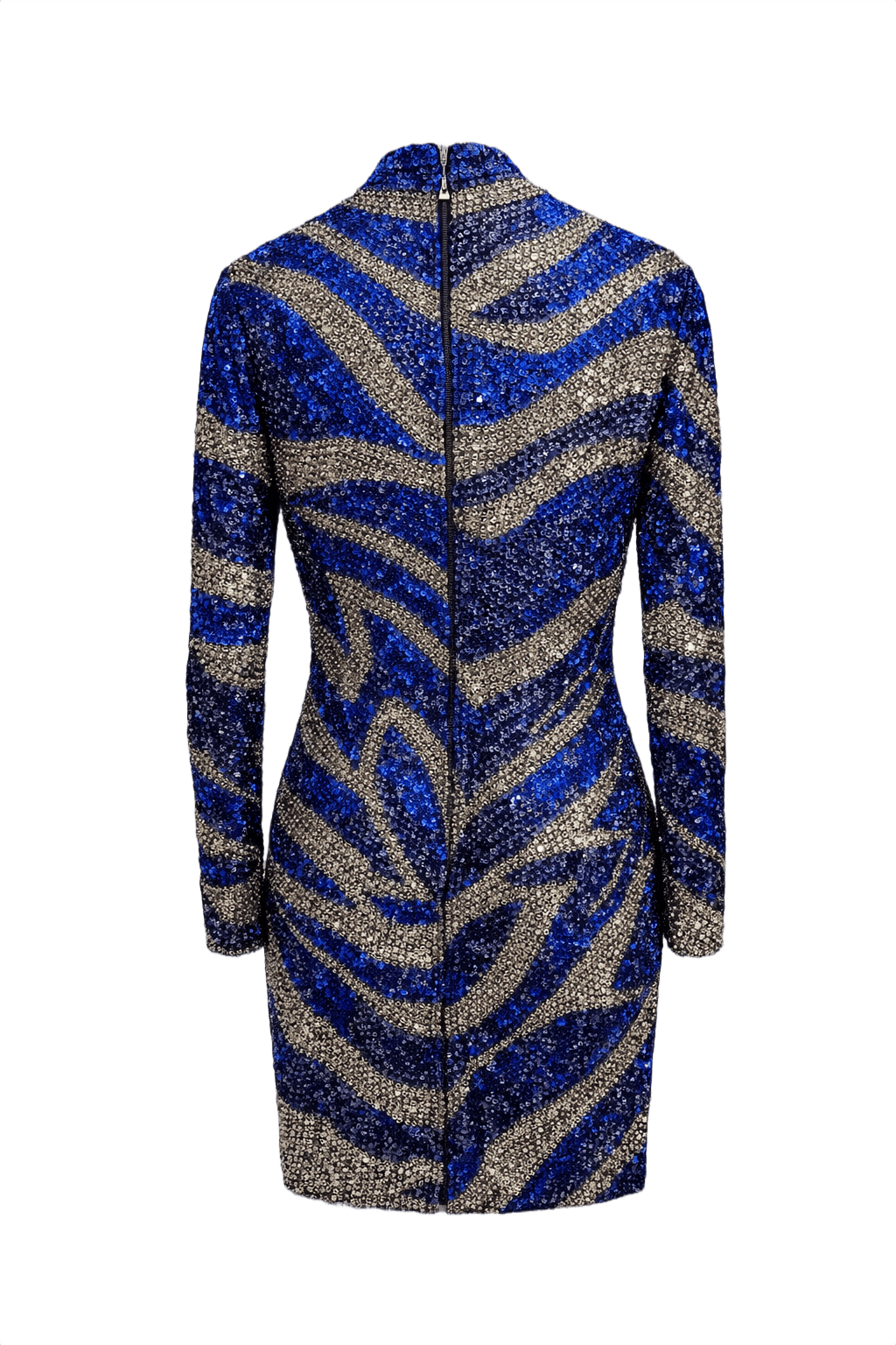 1980s Blue Sequin Dress - Back View