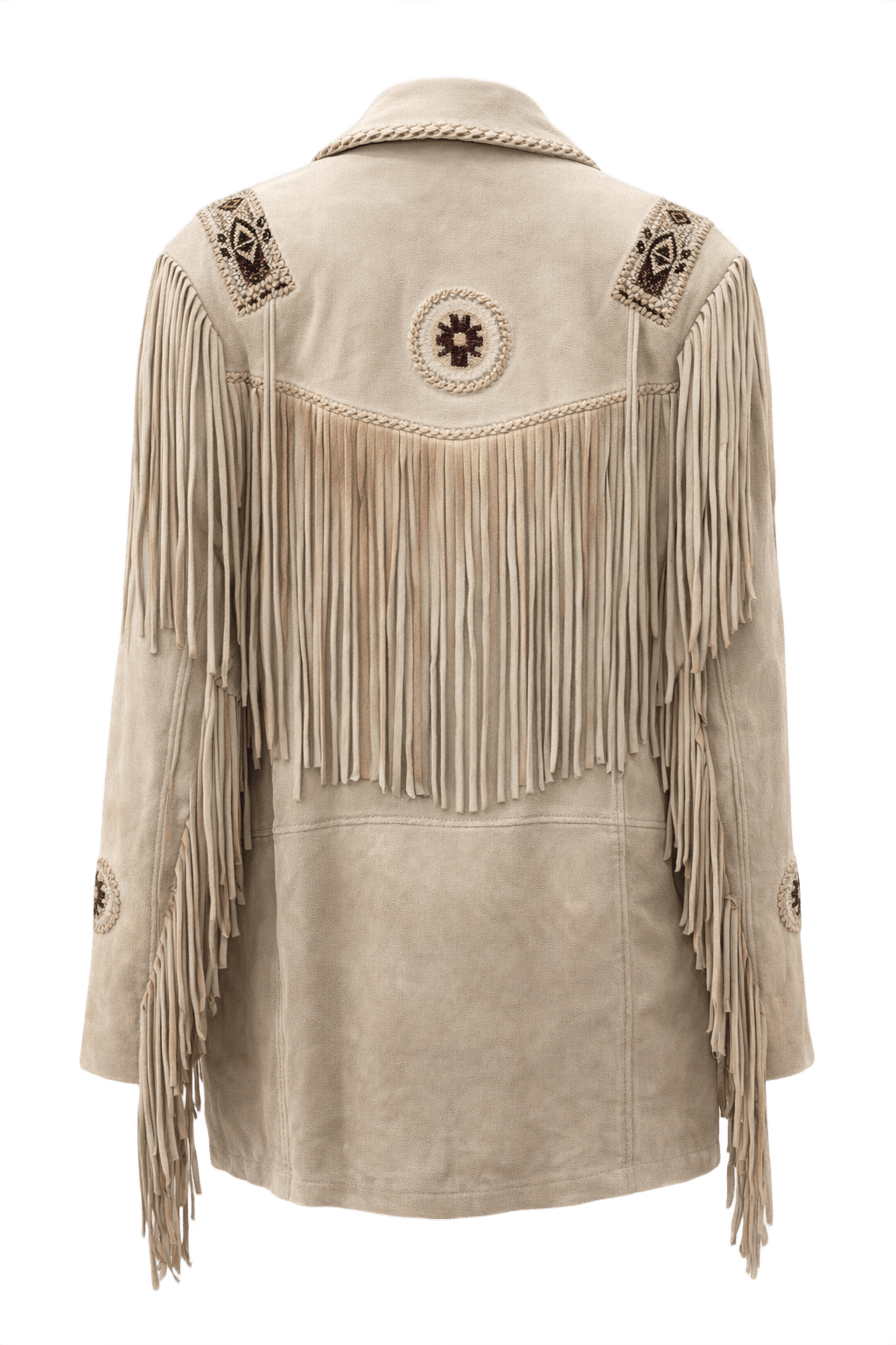 1970s Cream Leather Jacket - Back View