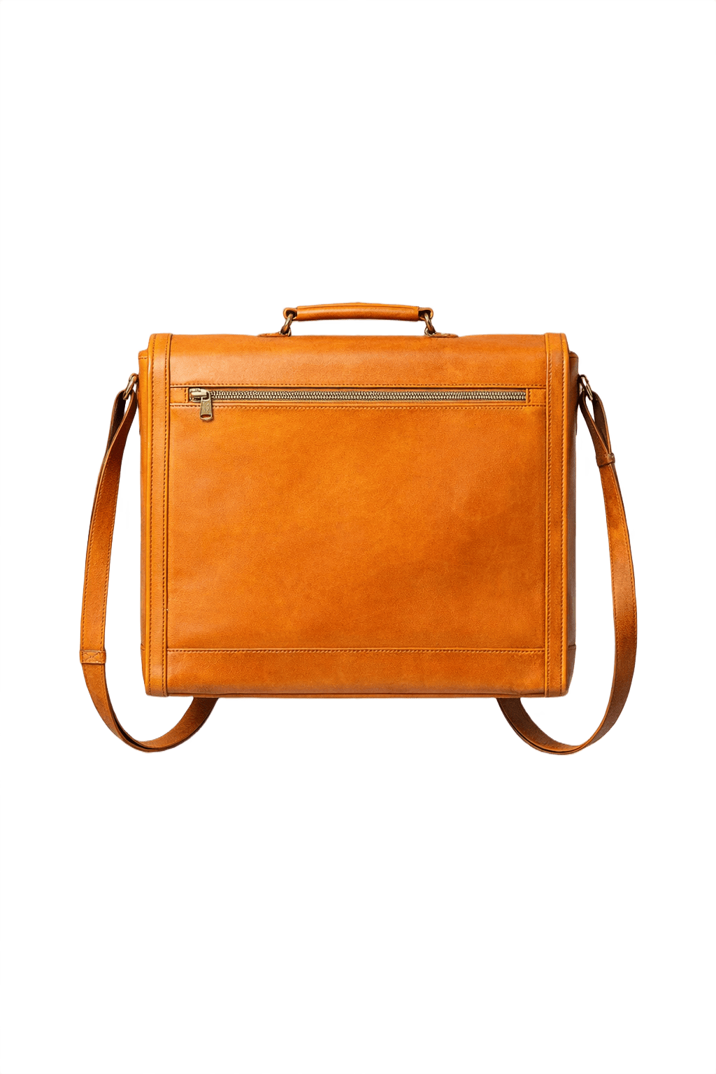 1970s Brown Leather Bag - Back View