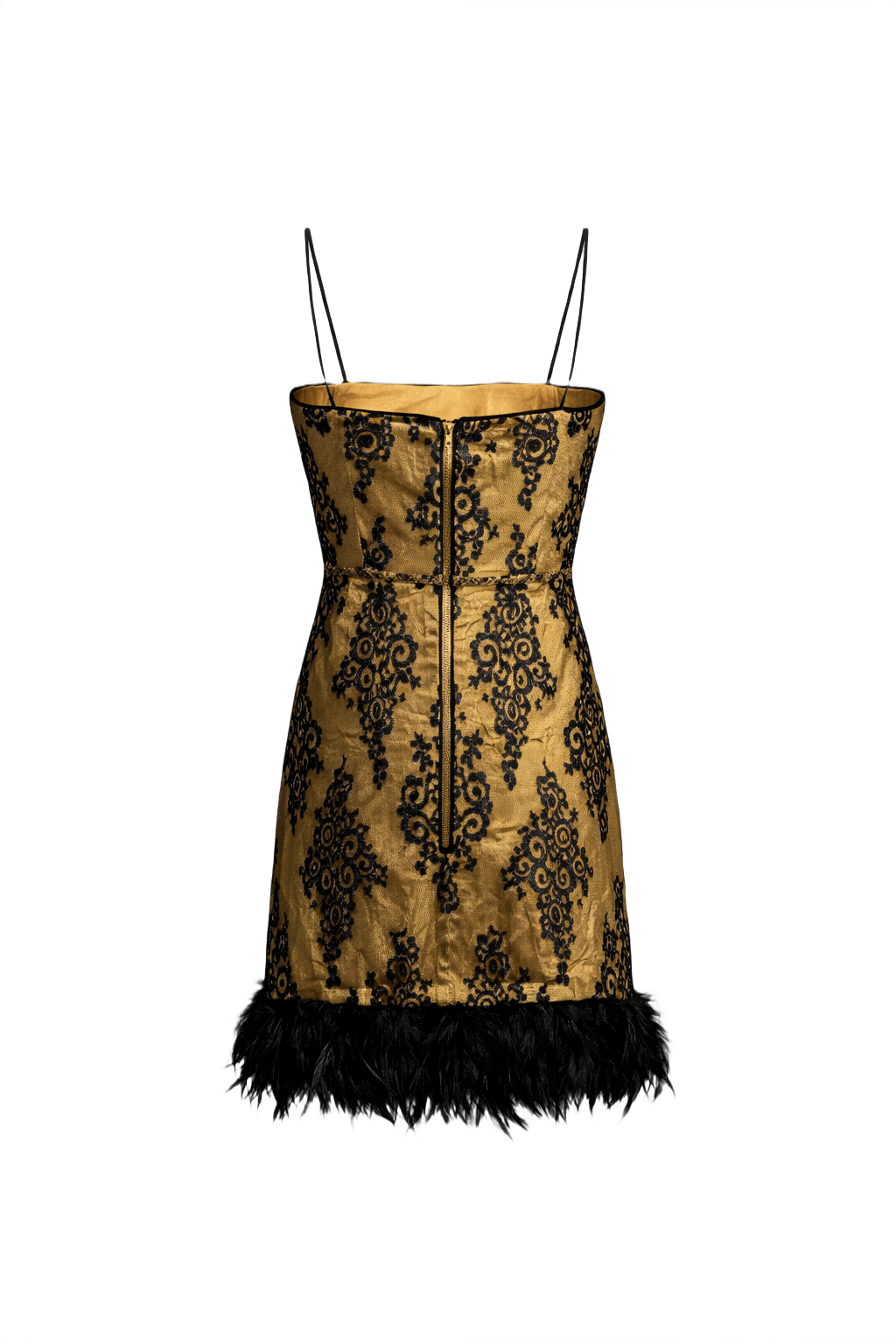 1980s Gold Satin Dress - Back View