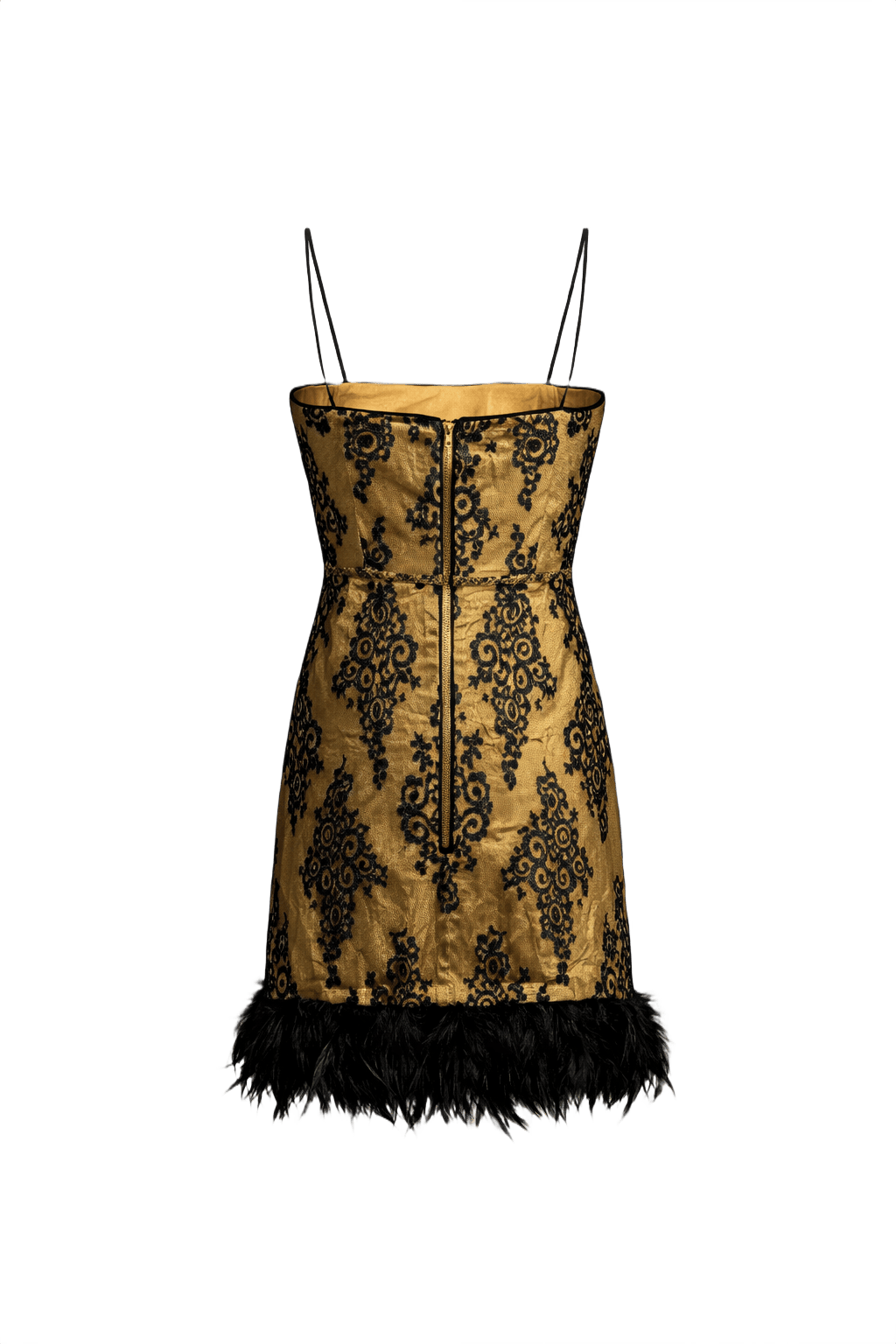 1980s Gold Satin Dress - Back View